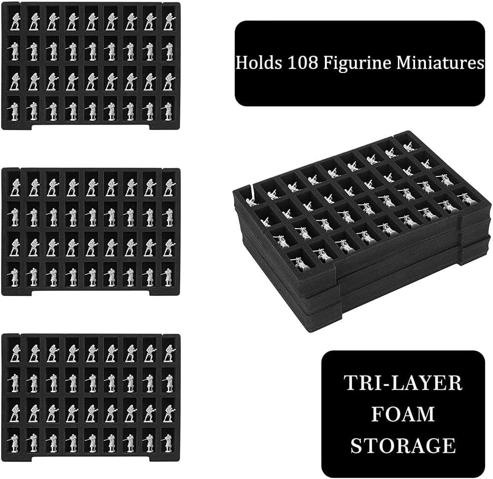 Miniature Storage Sturdy Carrying Figure Case 108 Slot for Warhammer and D&D