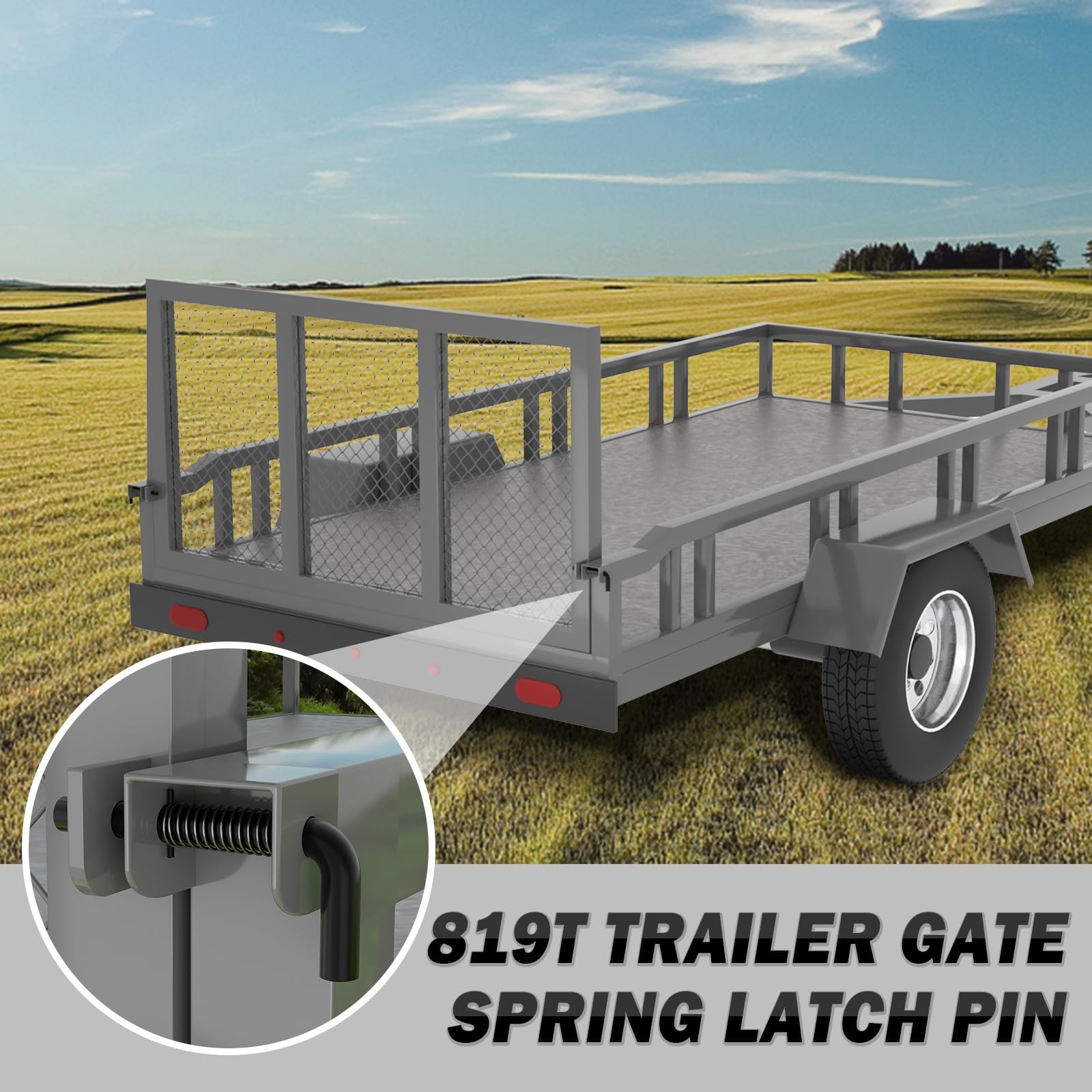 819T Trailer Gate Spring Latch Kit with Extra Pins 2 Pack Trailer Gate Pins