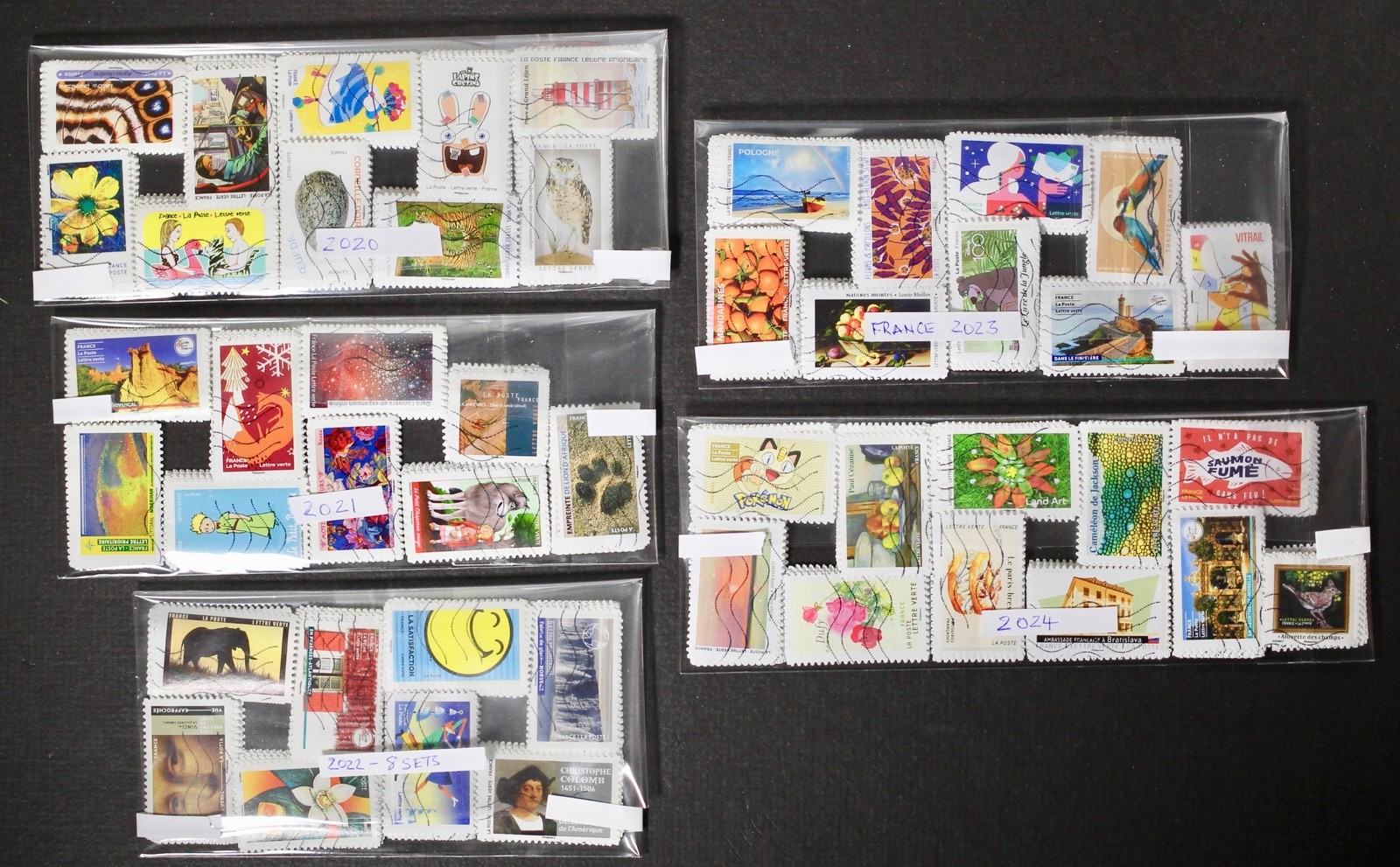 FRANCE 2020-2024 Superb collection 564 different used stamps in 47 Complete Sets