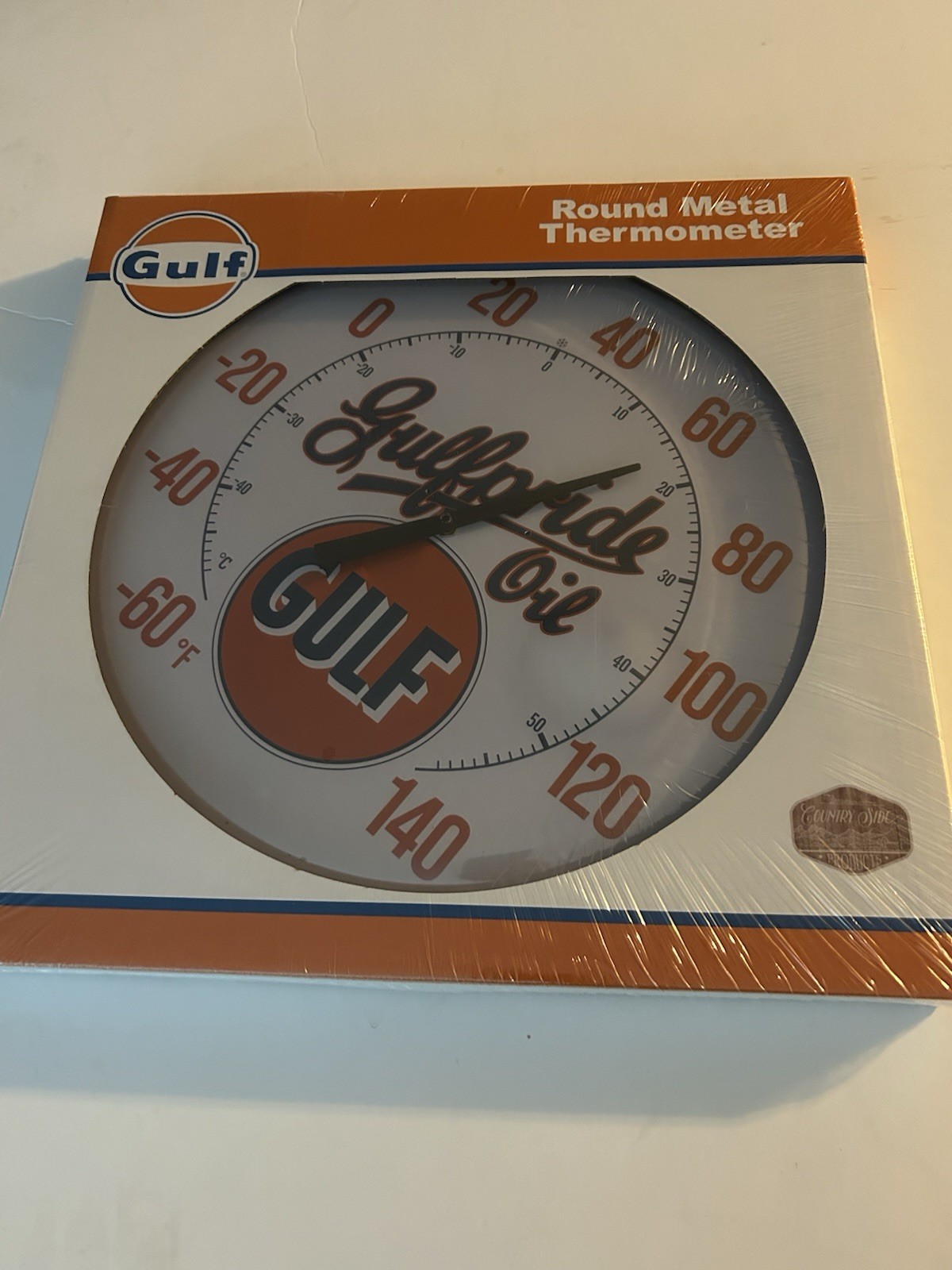 Gulf Oil Reproduction Round Thermometer Vintage Wall Decor