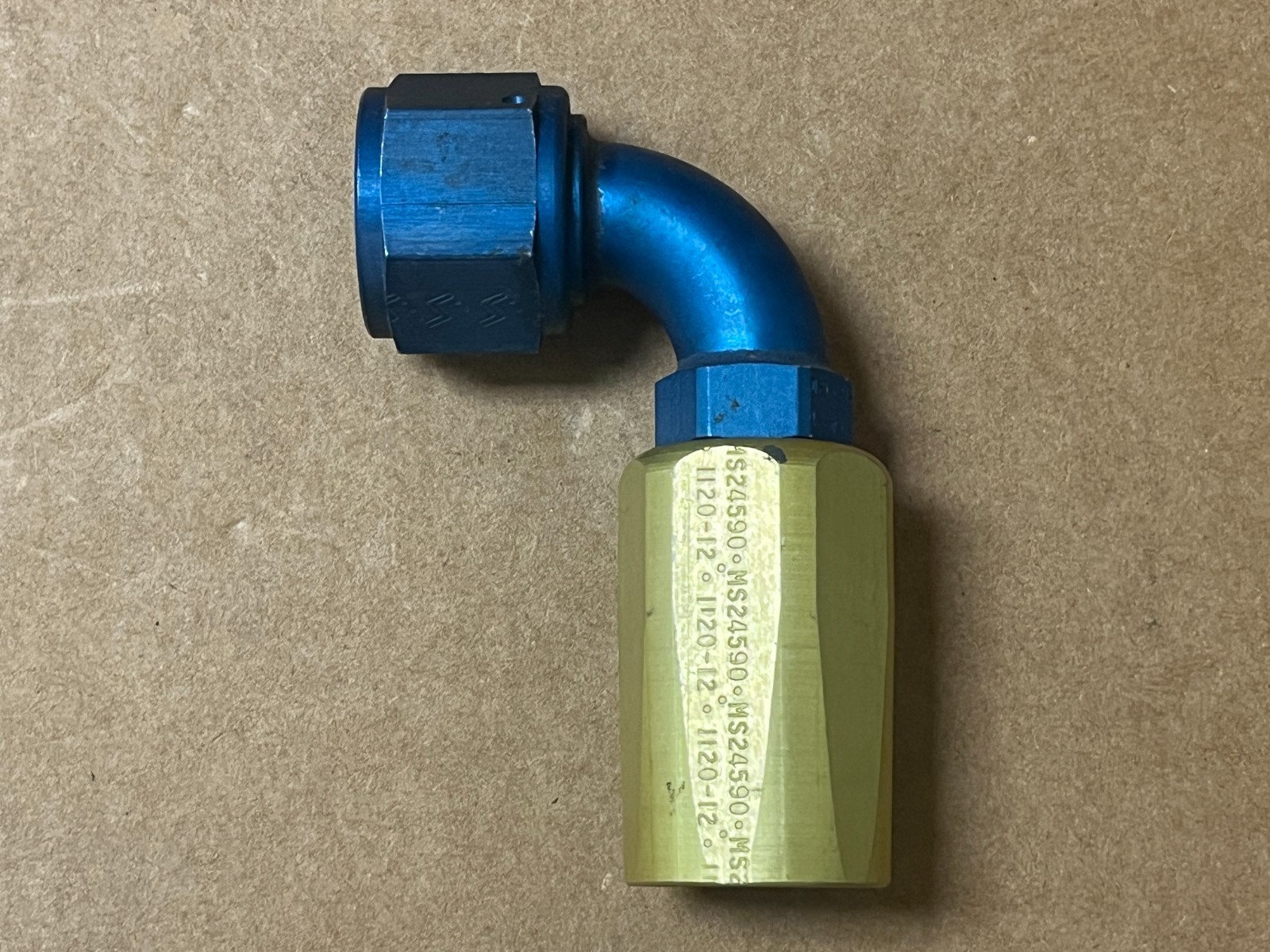 90 Degree Aerospace Fitting P/N MS24590-1120-12 New