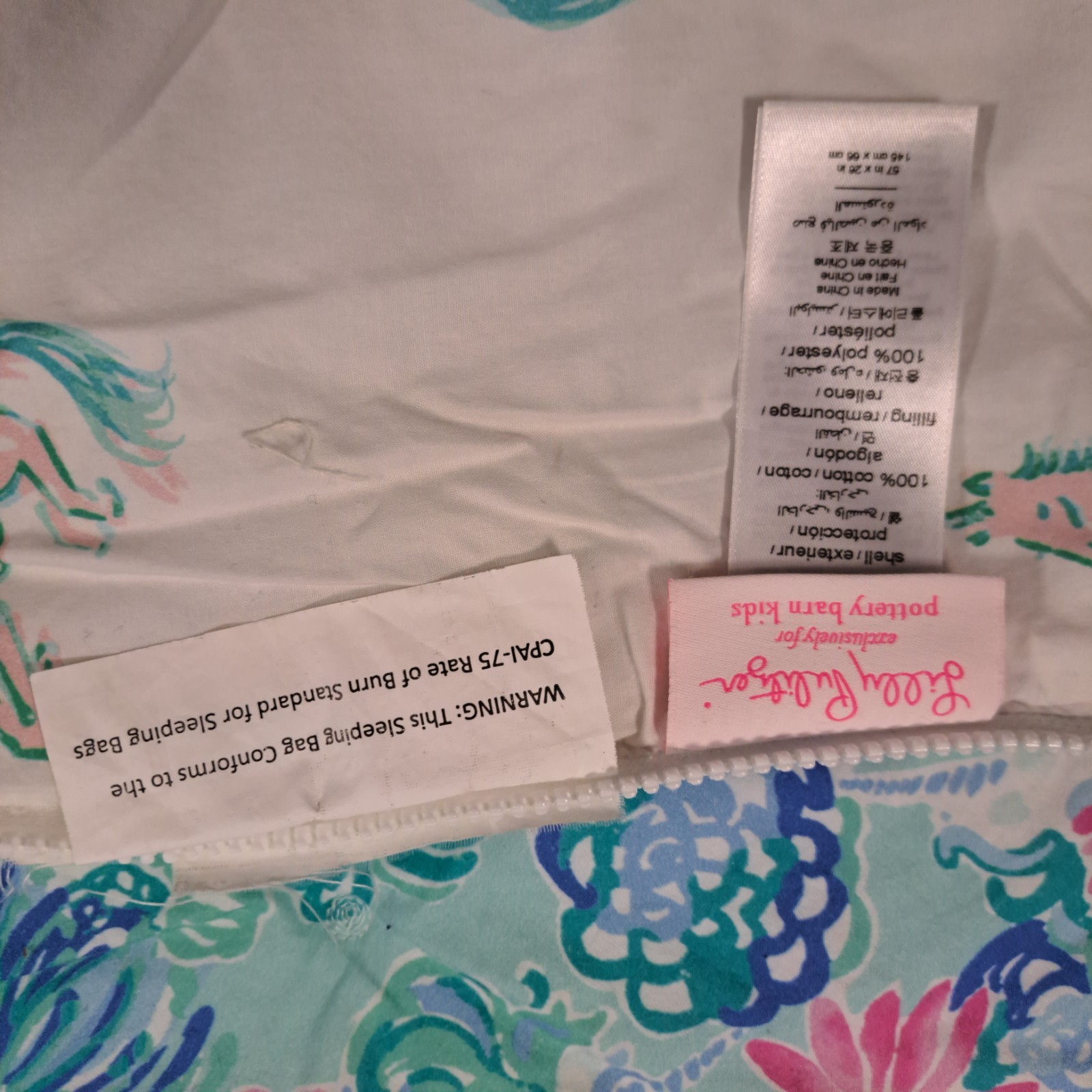 Lilly Pulitzer Pottery Barn Kids Nap Mat Sleep Bag Floral Blue Pink Multi Color