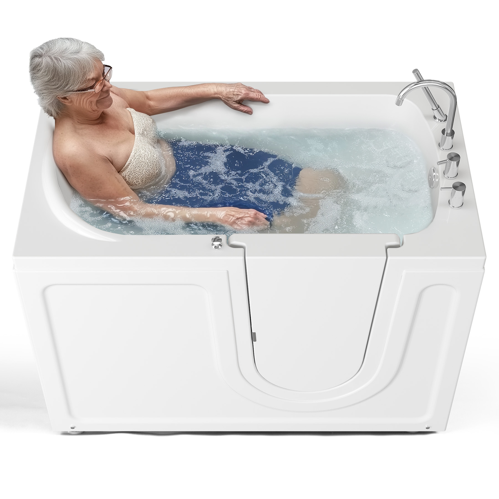 CO-Z Walk-In Tub 52" x 30" Low Entry with Shower Sprayer & Slip Resistant Floor