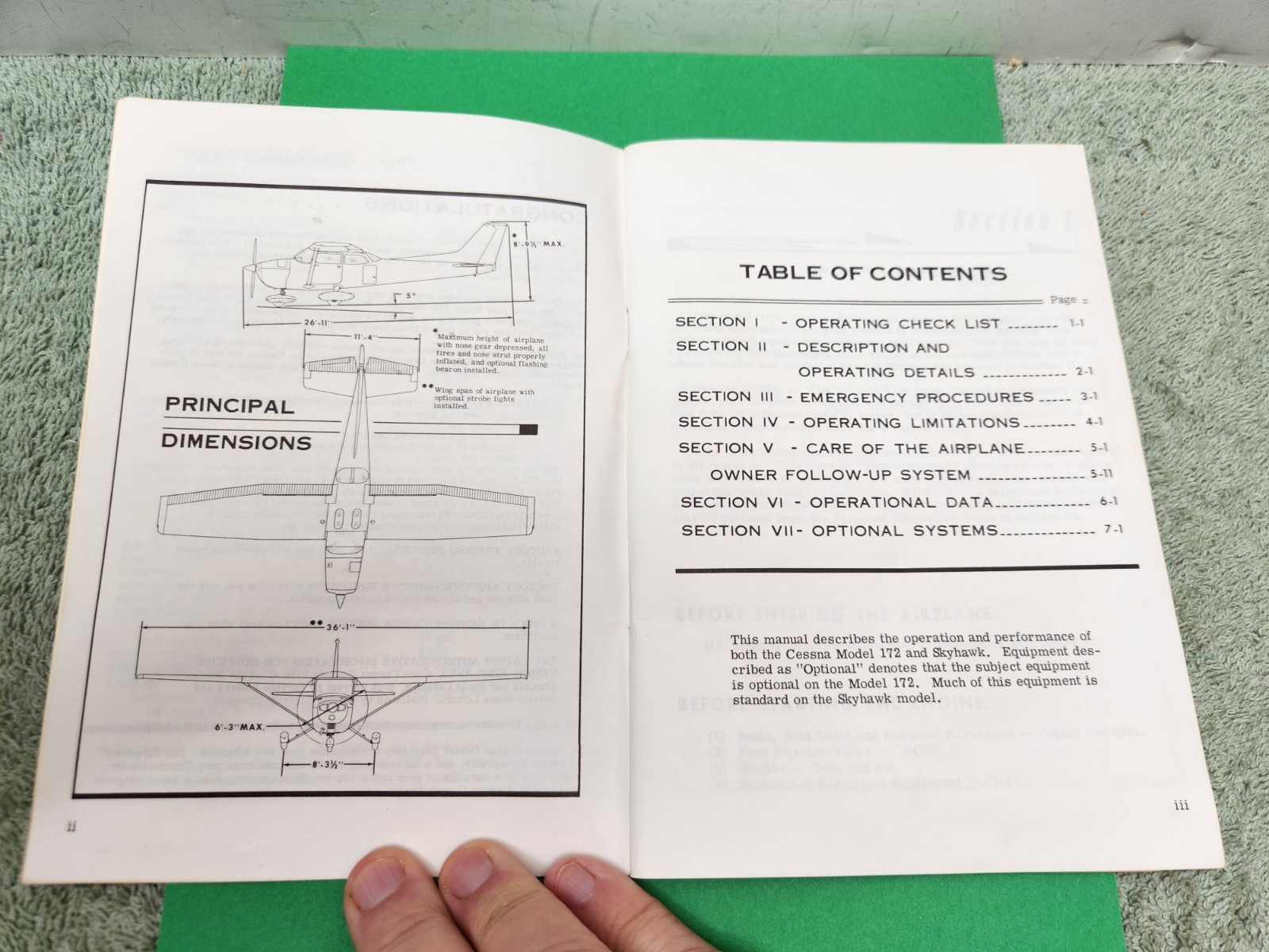 Cessna 1972 Model 172 And Skyhawk Owner's Manual Aviation Flying Aircraft