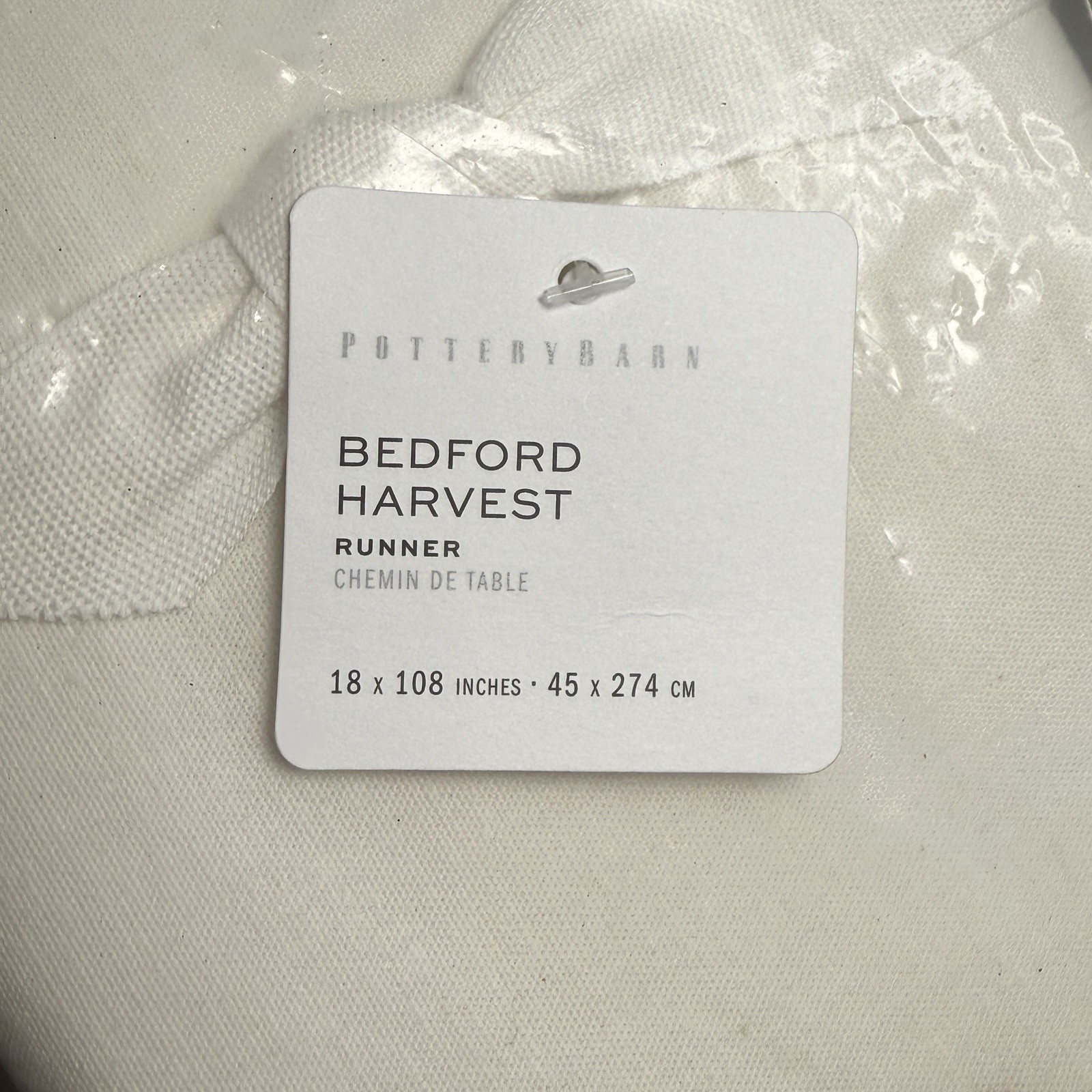 POTTERY BARN BEDFORD HARVEST COTTON/LINEN TABLE RUNNER ~ 18 X 108”