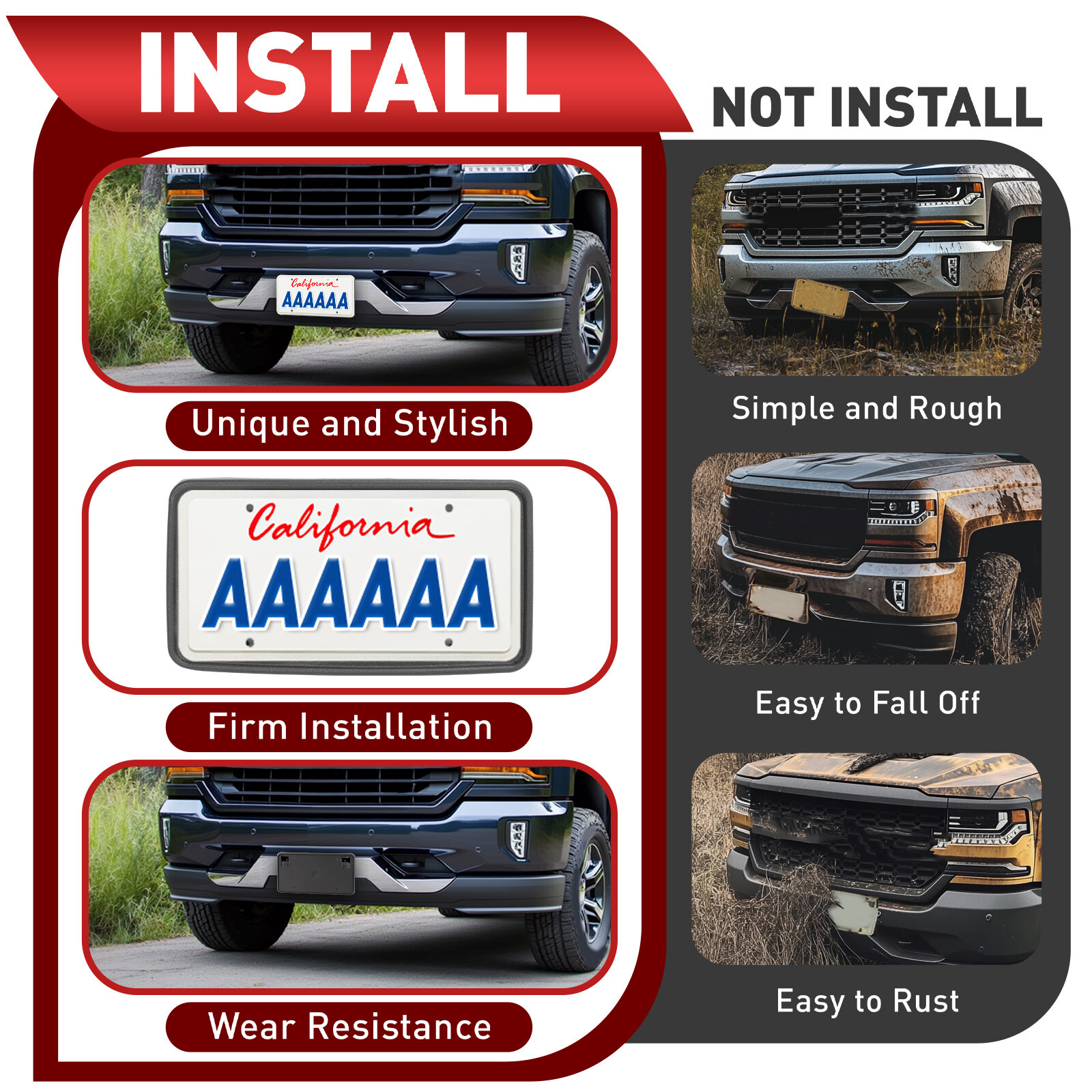 Front License Plate Bracket Mount Holder For Chevy Silverado 1500 2016-2018 2019