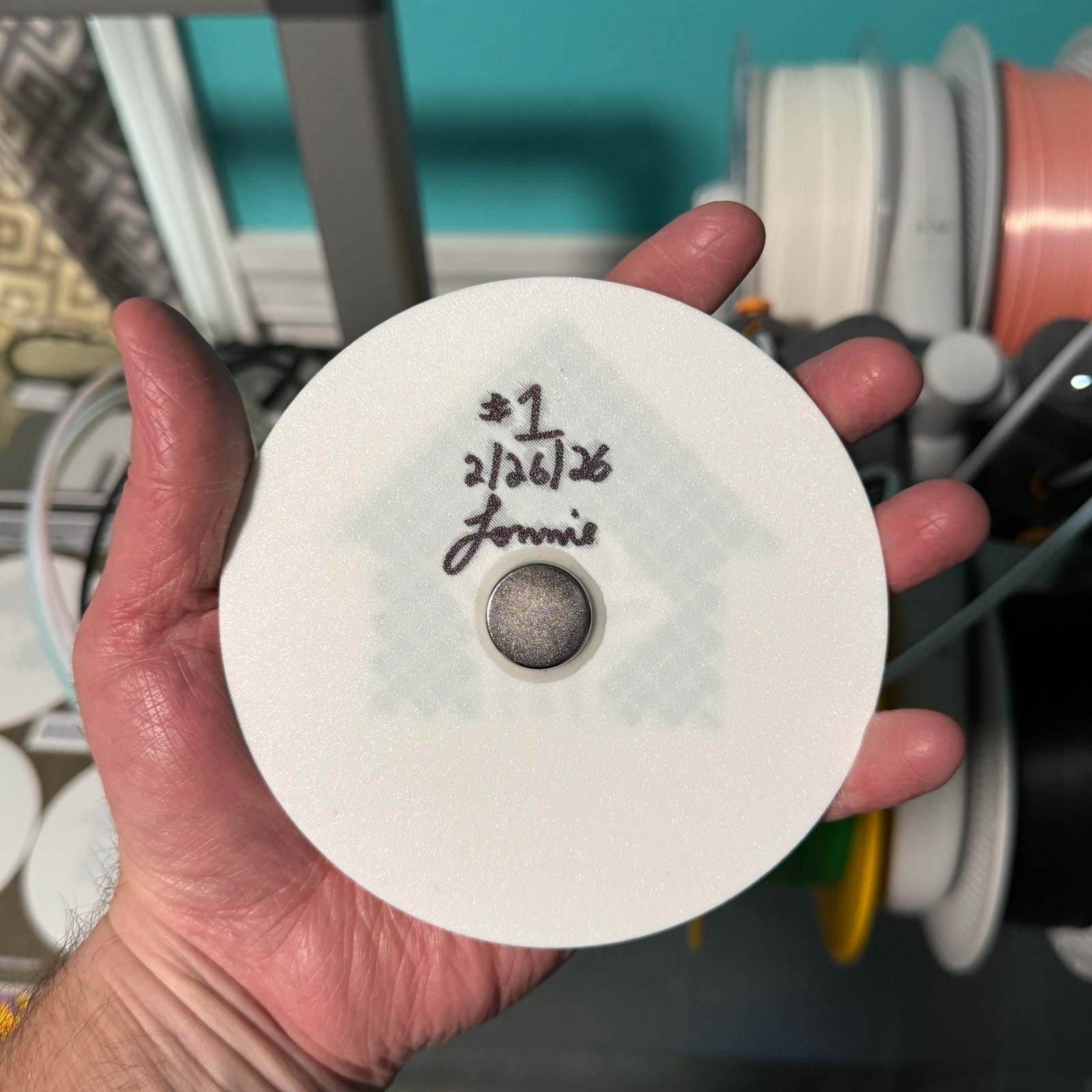 SHED FLIPS - Refrigerator Sign Magnet -4.9" diam. - Signed and #'d - Made in USA