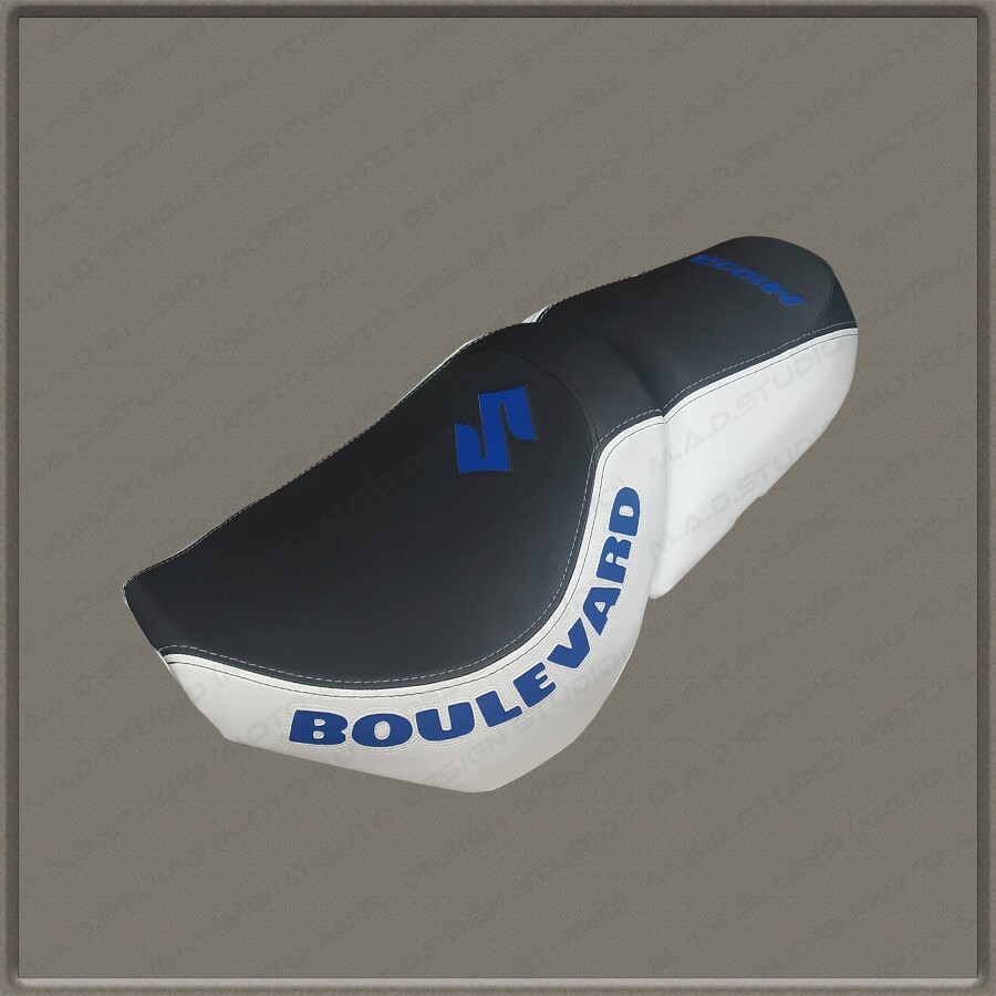 CUSTOM Design (Black-White+Blue) Seat Cover Suzuki BOULEWARD M109R 2006+