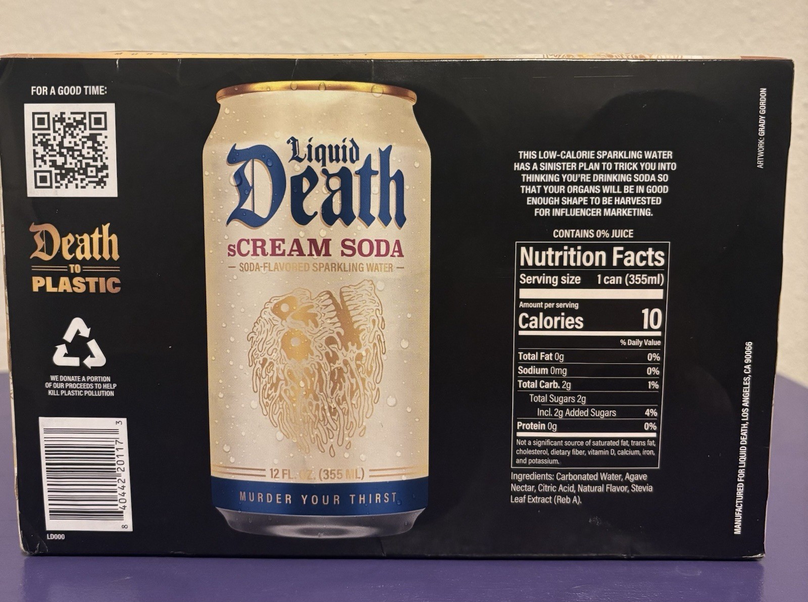 Liquid Death “sCREAM SODA” Soda-Flavored Sparkling Water (2x) 12 oz. Cans