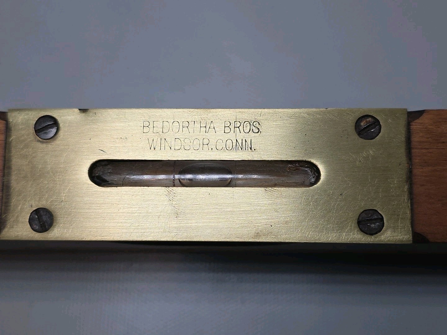 Antique Wood Bedortha Bros 12" (2) Bubble Woodworkers Level Tool Windsor, Ct