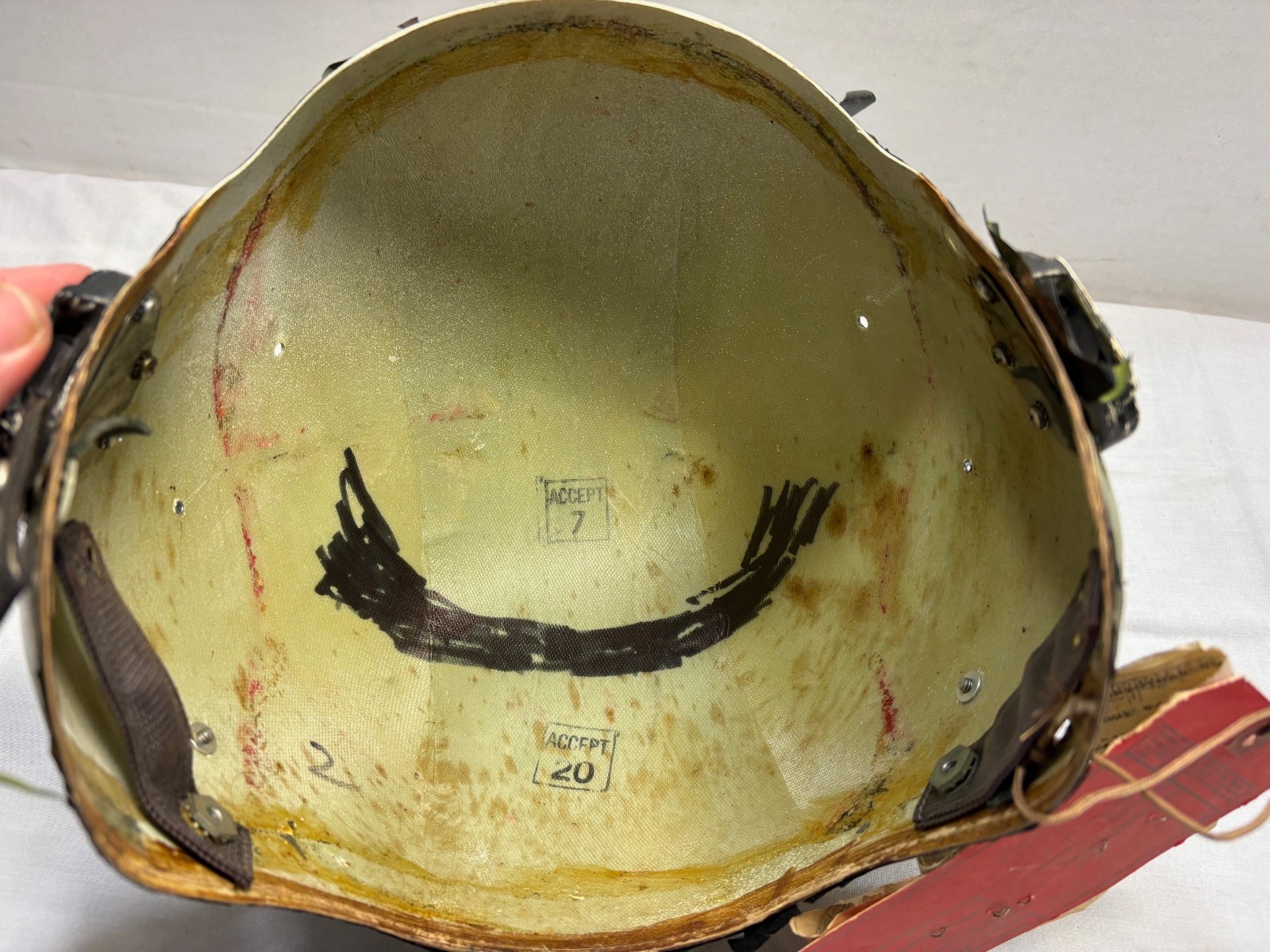 B-52 Camo Hgu-22 Flight Helmet Shell, used-demil Large semi Tape/bayos