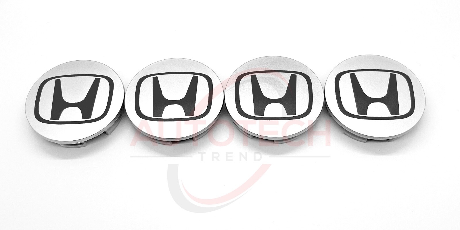 Silver/Black HONDA Set Of 4 Wheel Center Caps 69MM