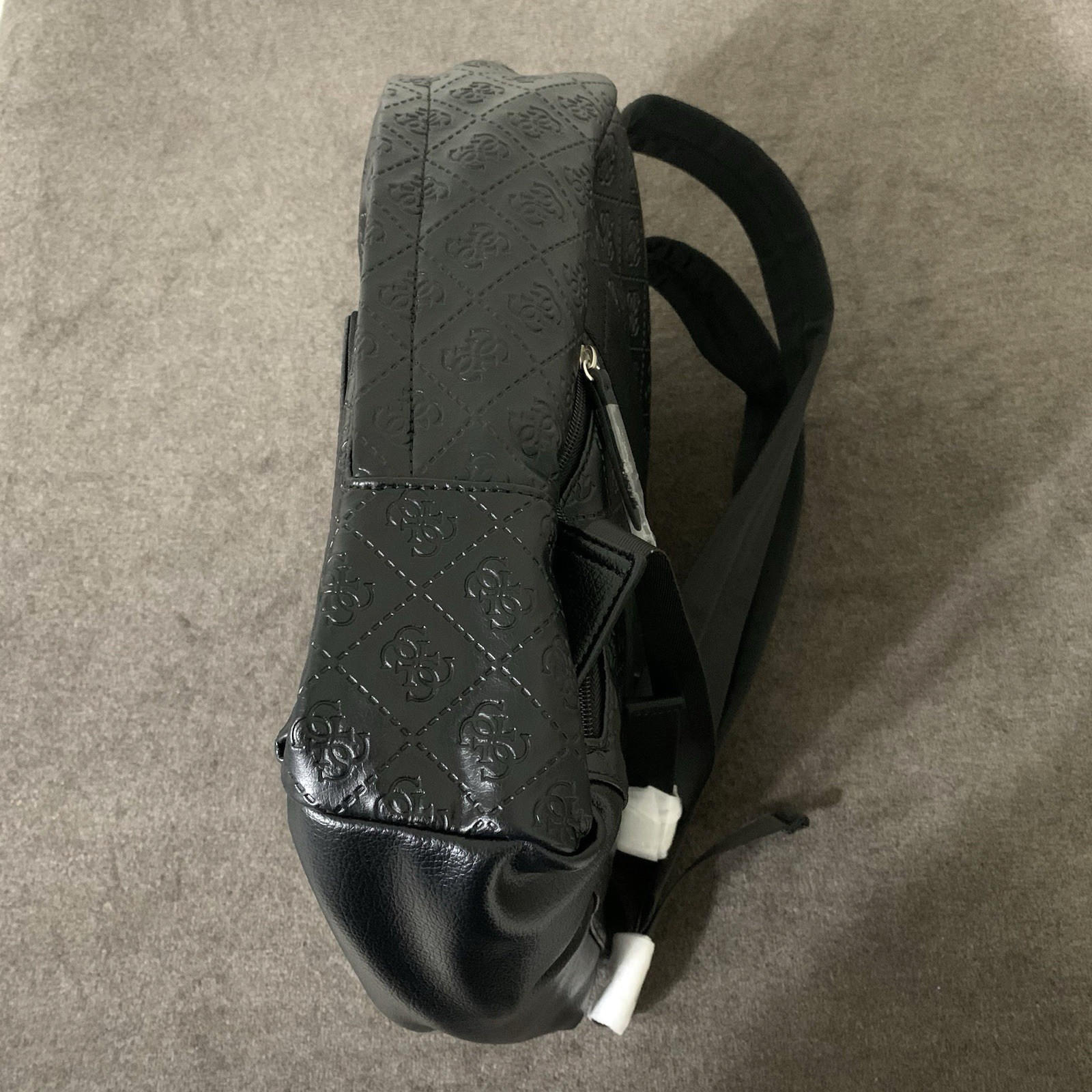 Guess Men's Milano Compact Backpack Solid Black Blaster Wash Embossed Logo