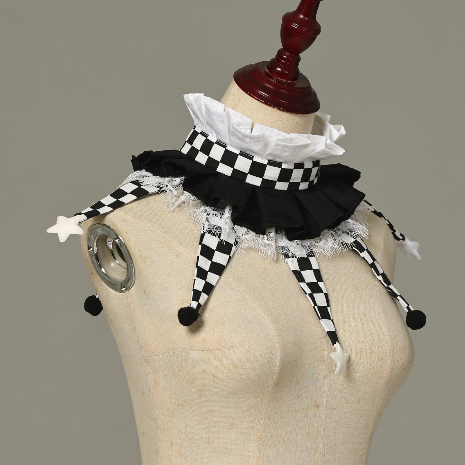 Halloween Clown Collar Mardi Gras Jester Pointed Ruff Collar Neck Ruffle Collar