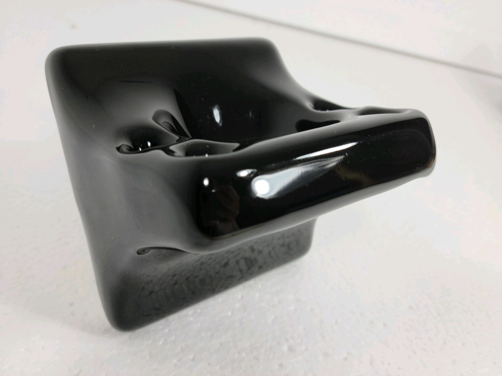 Vintage Black Ceramic Tile Toothbrush Holder Tumbler Cup Tray Mid Century Modern