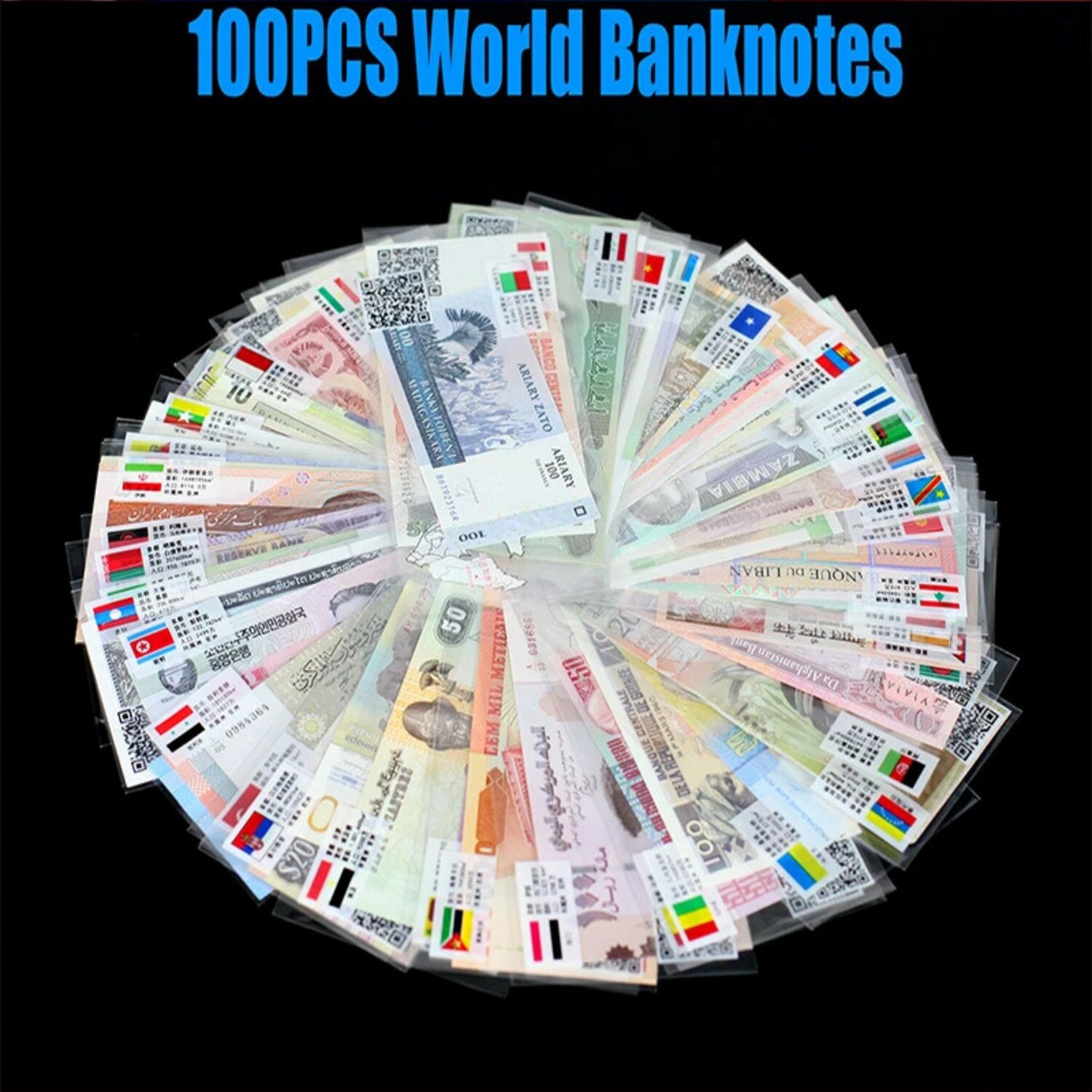 🔥100 Pcs of Different World Currency Foreign Banknote Lot UNCIRCULATED w/ BONUS