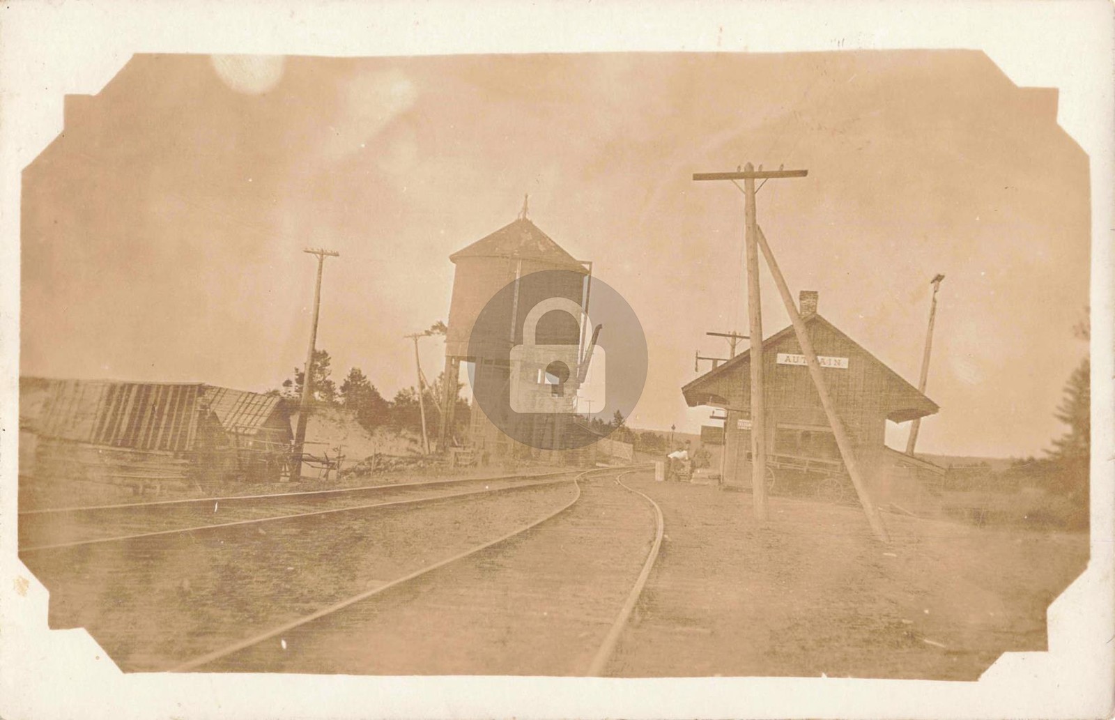 Railroad Station, [Au Train MI Michigan RPPC Photo Postcard COPY