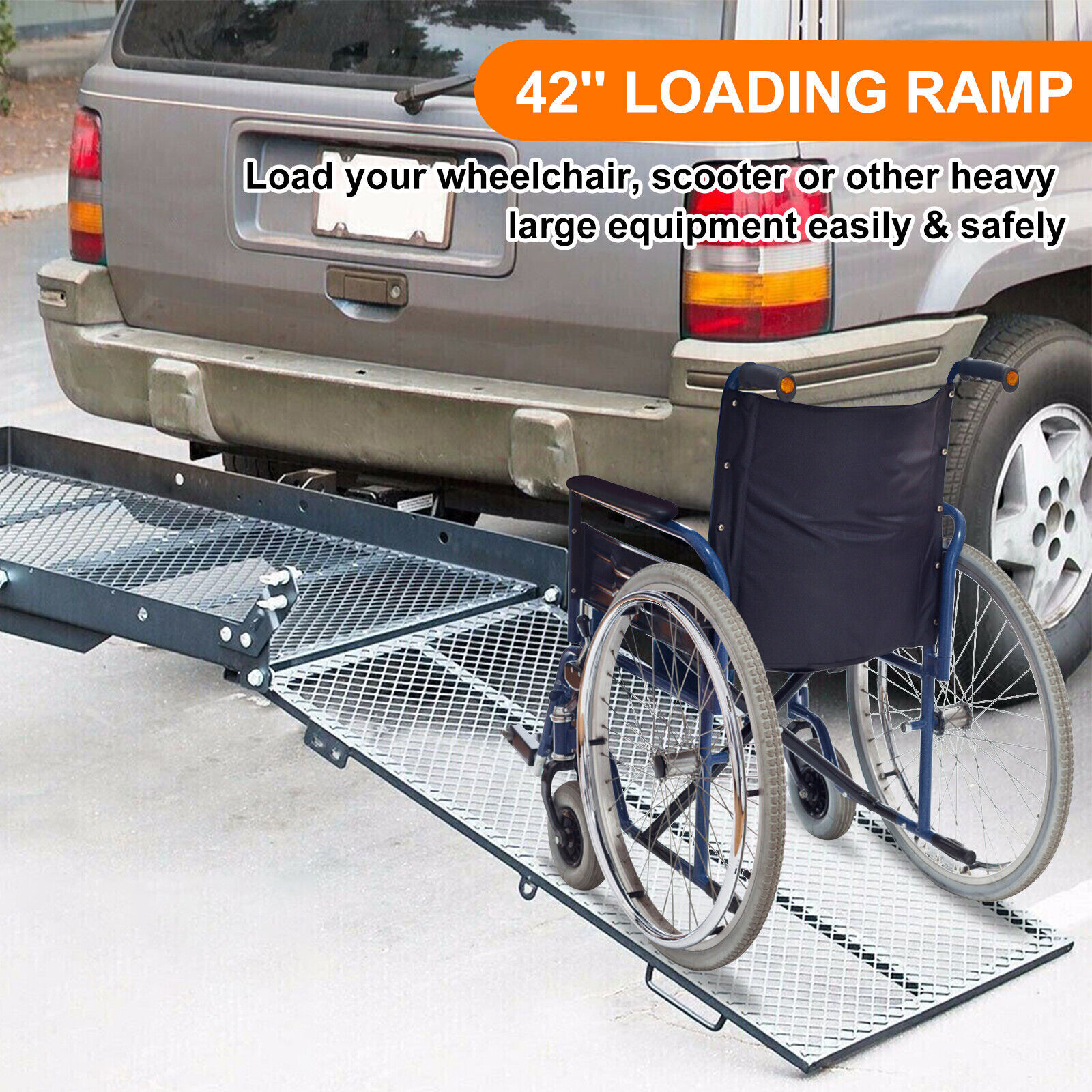 Foldable Electric-Wheelchair Hitch Carrier Mobility Scooter Loading Ramp