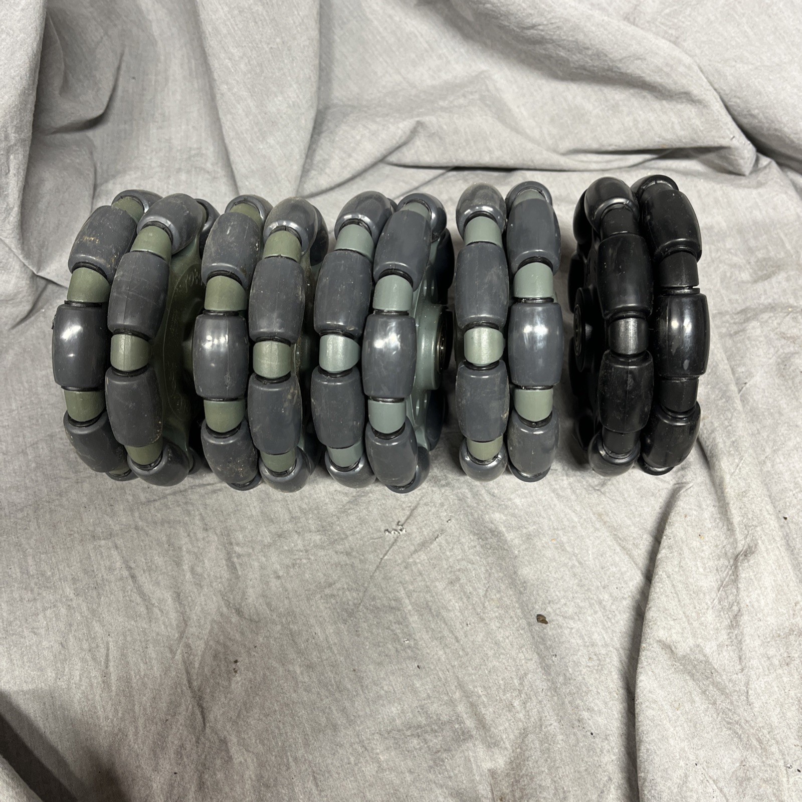 Lot Of 6 Used Rotacaster Wheels5 Doubles And One Triple