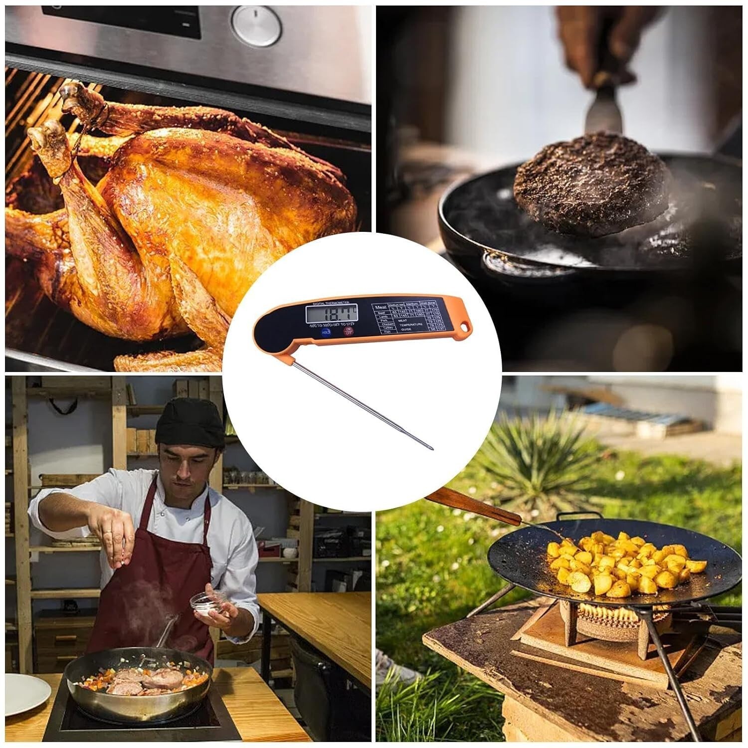 Instant Read Digital Meat Thermometer For Kitchen Food Cooking BBQ Grill Smoker