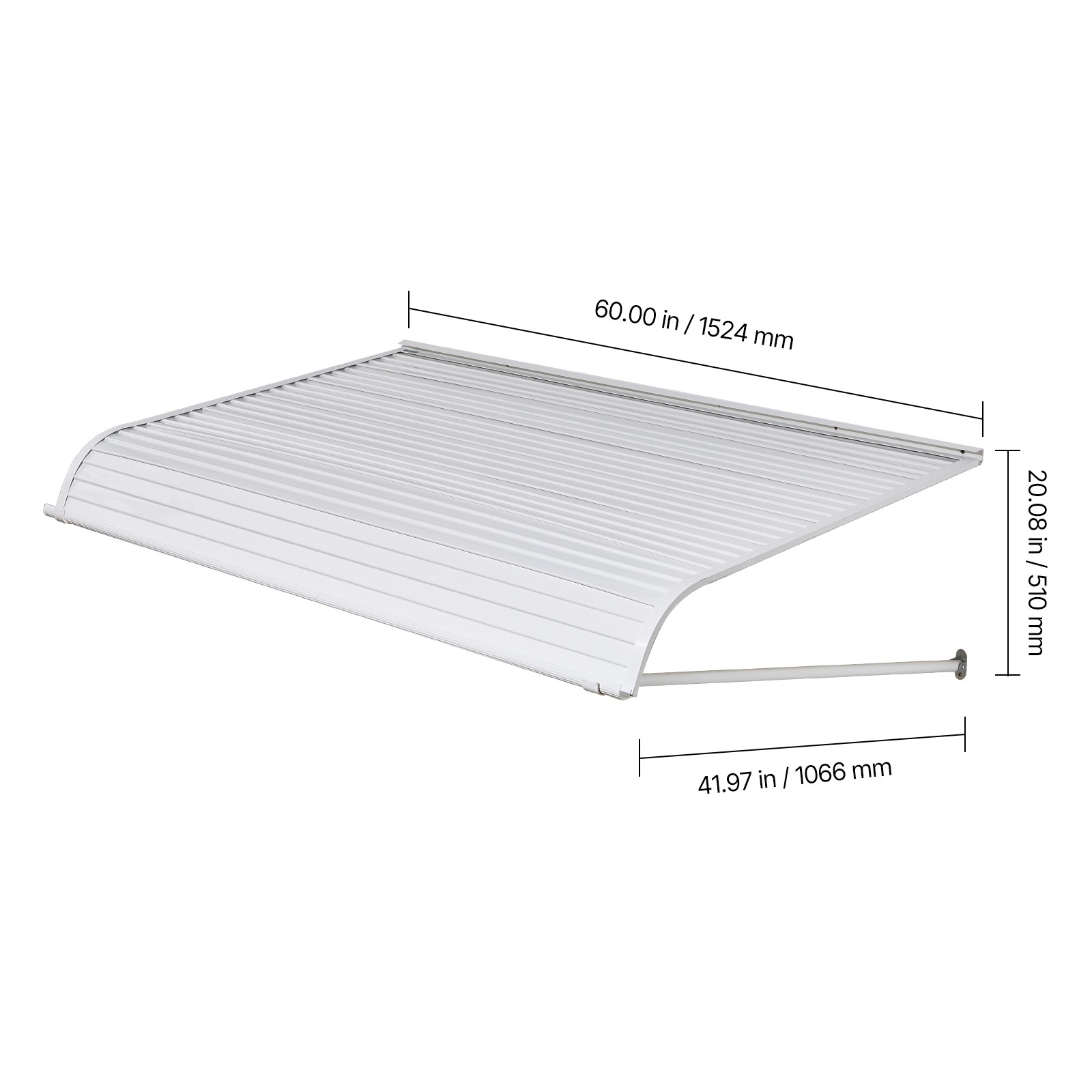 Window Awning Door Canopy 60x42 in Aluminum Alloy Front Door Awnings Anti-Rust