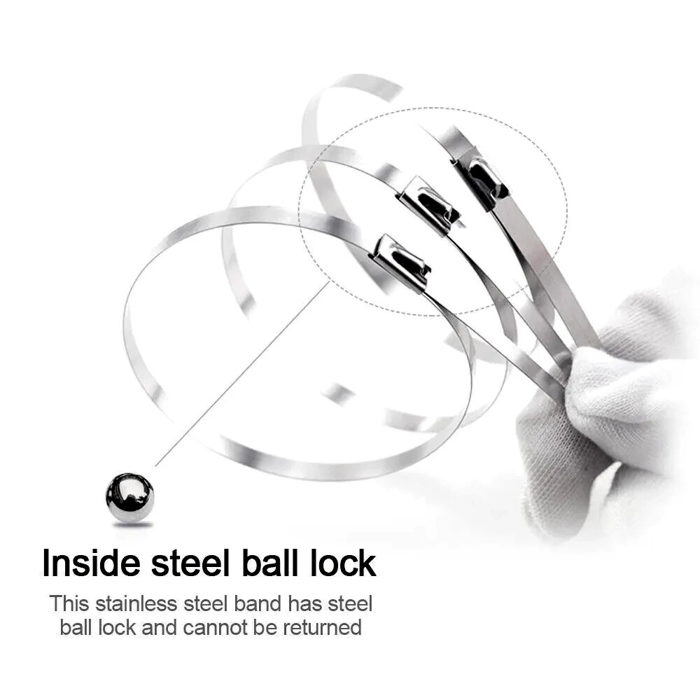 INDUSTRIAL GRADE 400lb (12MM) Stainless Steel Metal Zip Ties Heavy Duty Cable