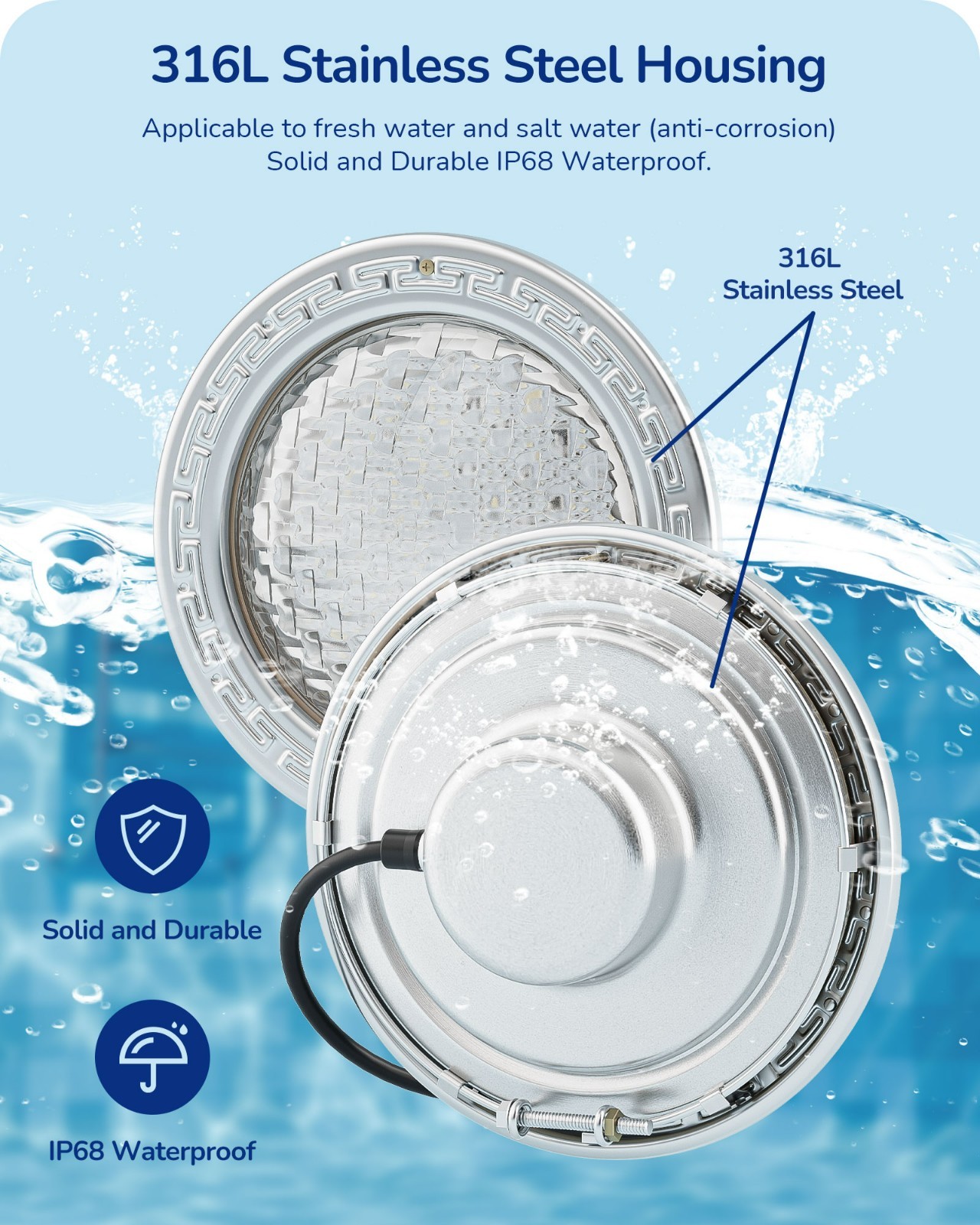 EDISHINE 12V LED Pool Lights for Inground Pool RGBW Dynamic Effects Waterproof