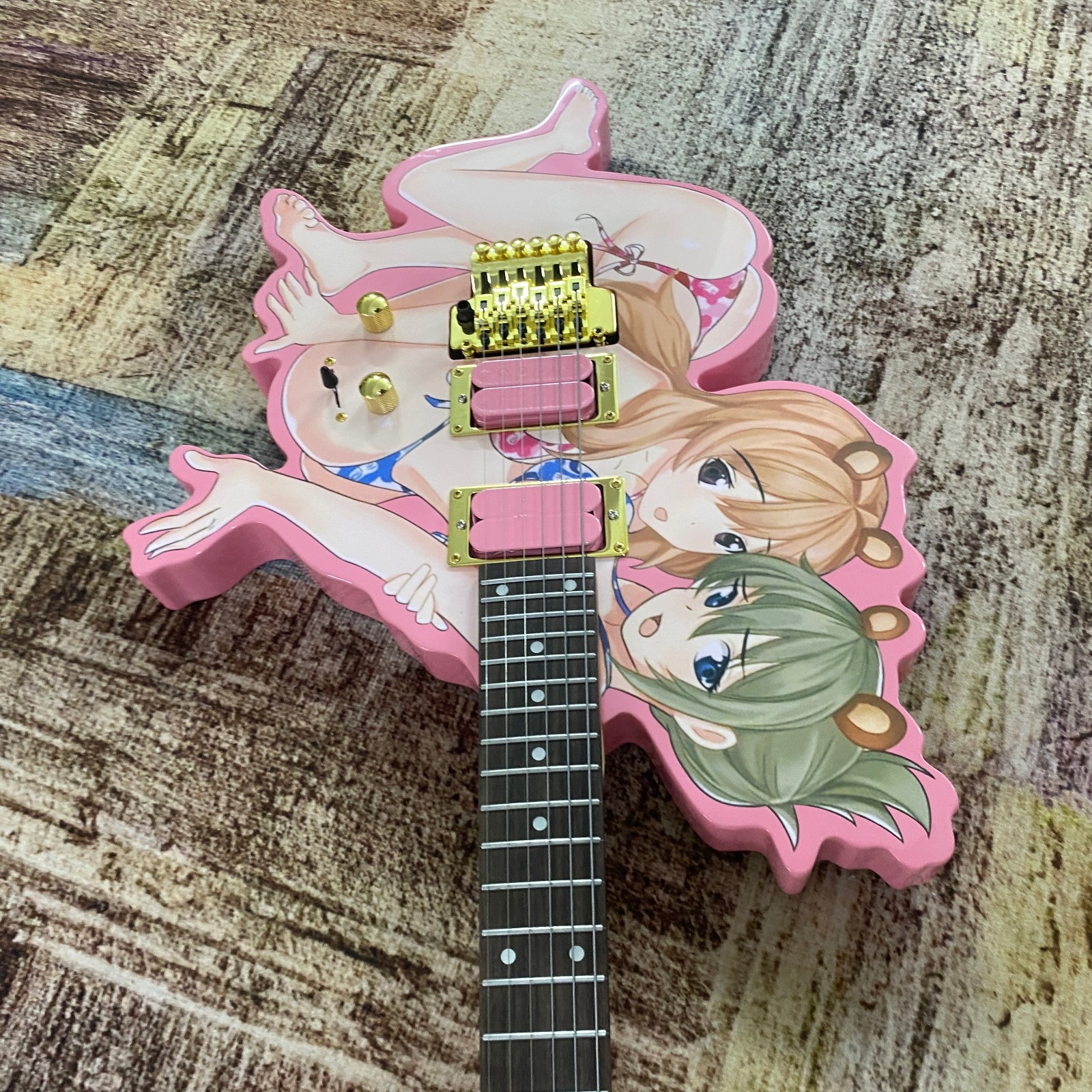 Anime&Manga beautiful girl shaped Electric Guitar Tremolo HH Pickups 24Frets