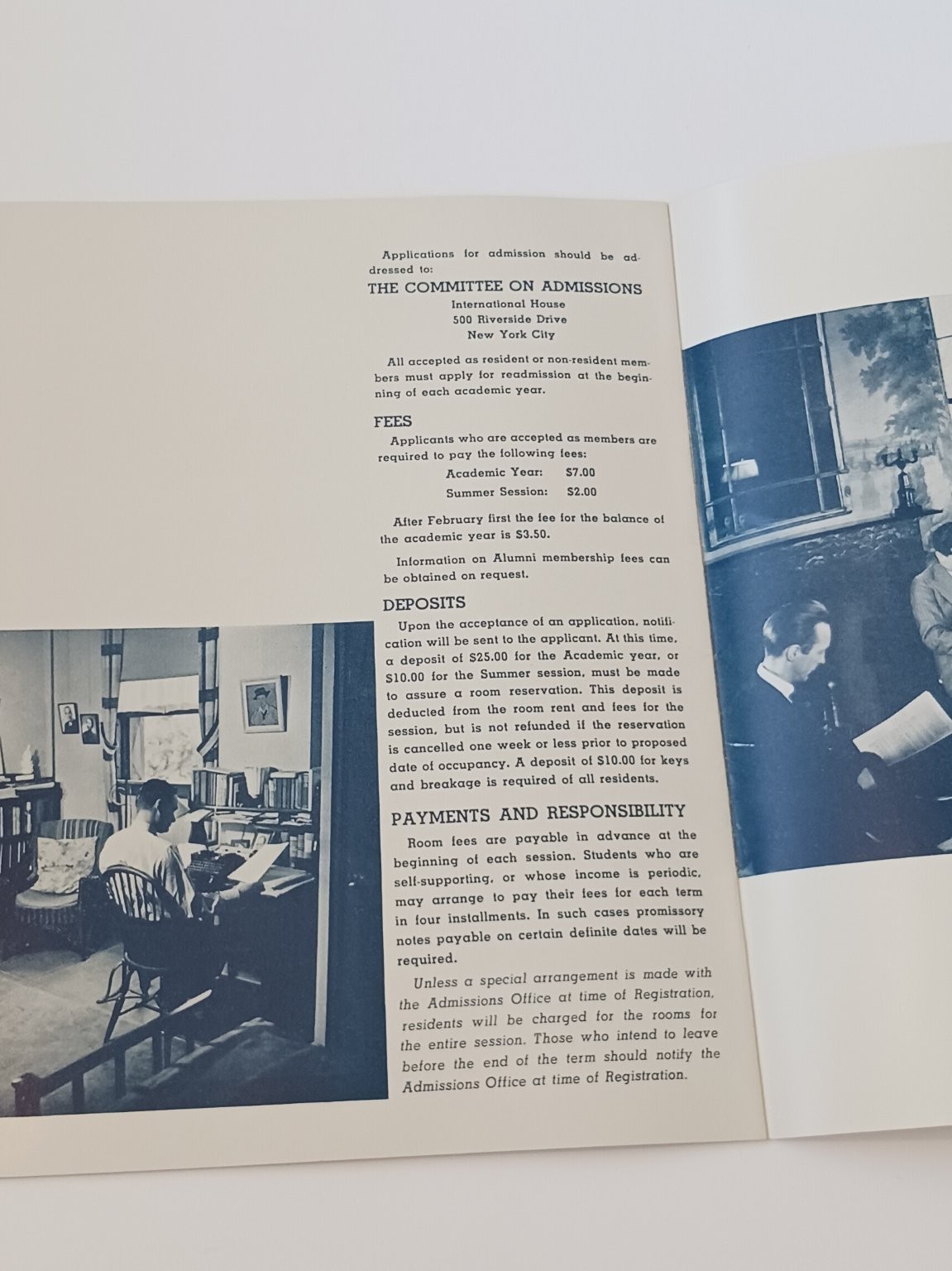 c1930s International House NYC Brochure Guide Student Accommodations New York