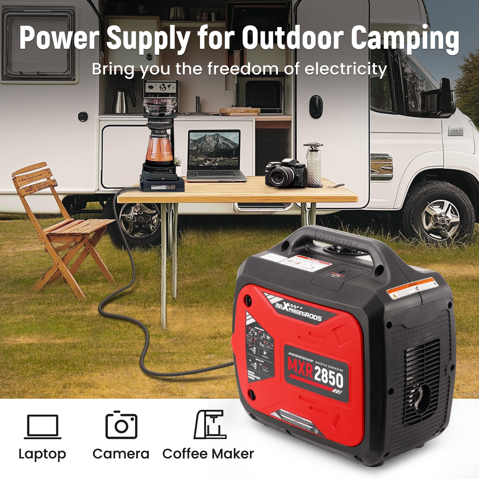 2850W Portable Inverter Generator Gas Powered Quiet Eco Parallel Ready