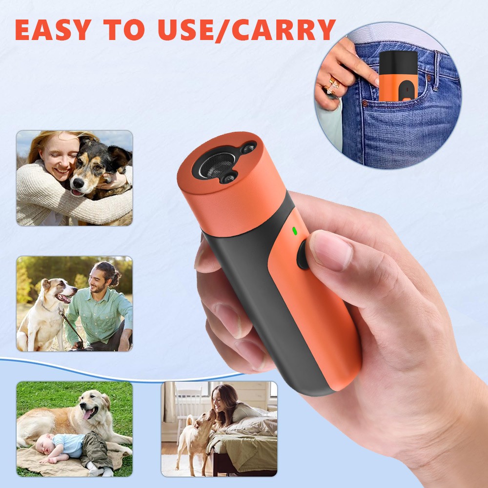 Humane Dog Train Tool Anti-Barking Portable UltraSonic Repeller Flashlight 50Ft