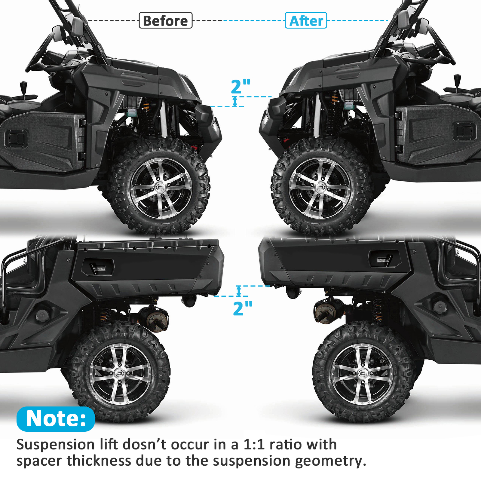 WEISEN Front & Rear 2" Suspension Lift Kit For CFMoto UForce 500/UForce 800