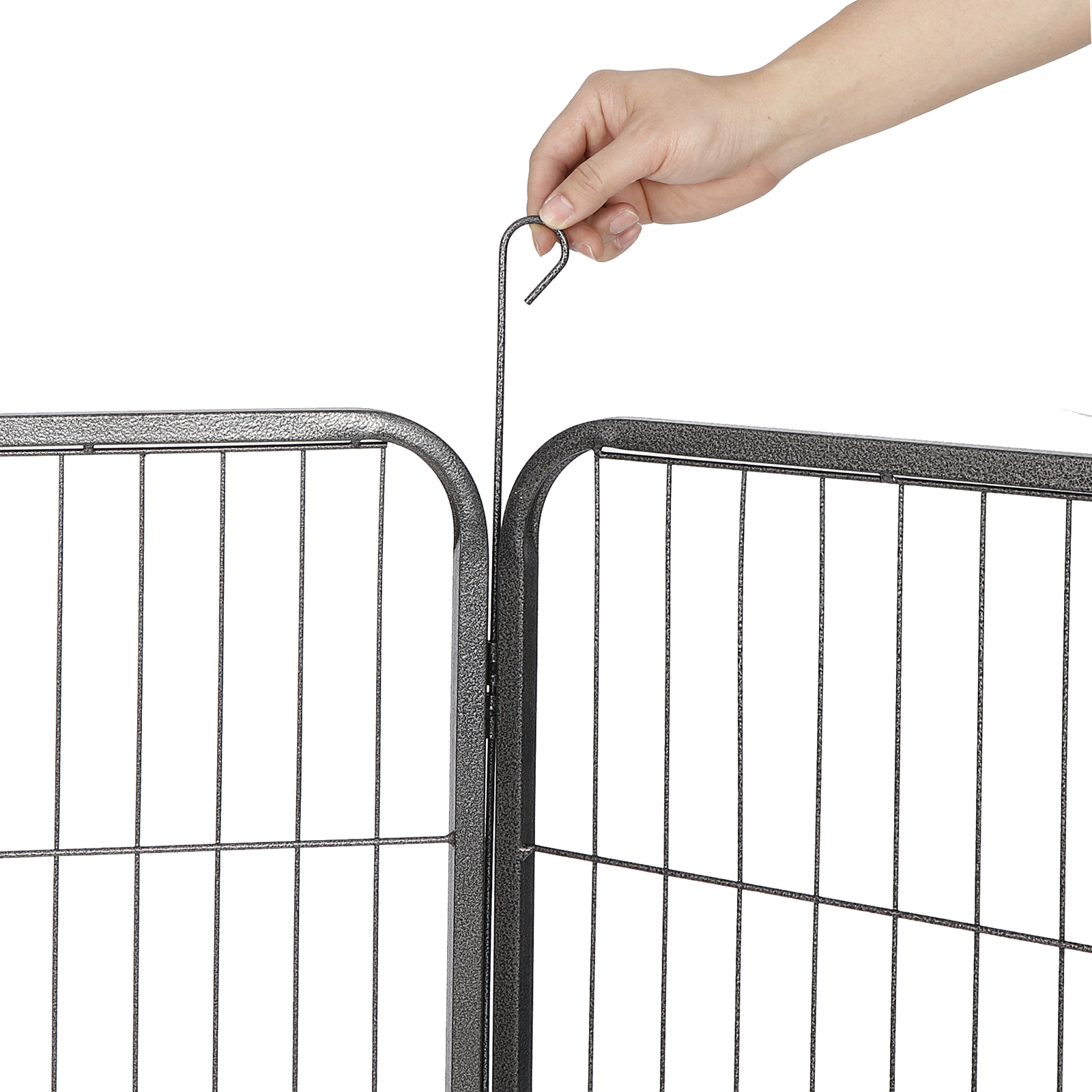 32'' 16 Panels Metal Pet Playpen Dog Fence Large Dog Kennel with Door Outdoor