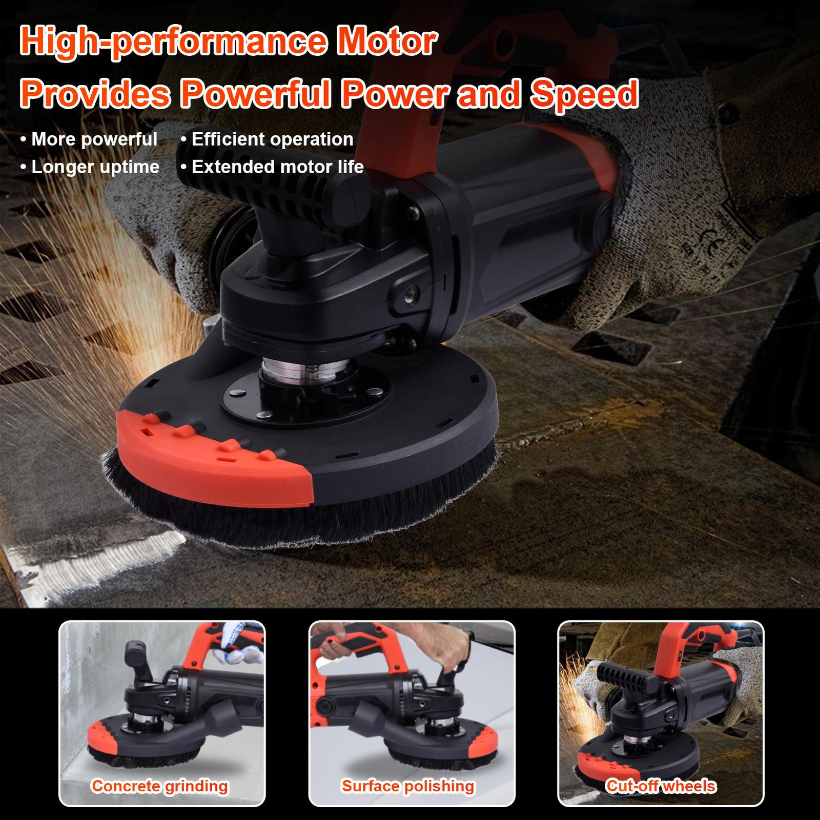 Concrete Grinder Industrial Floor Wall Polisher Edge Grinding Polishing Machine