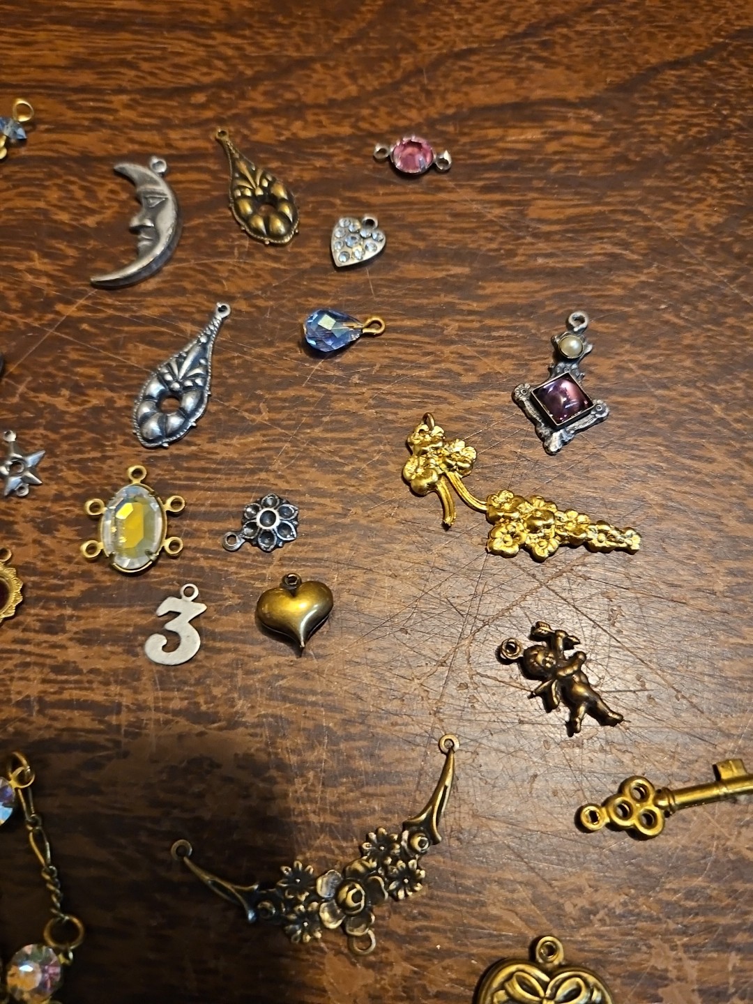 Lot Of 50 Mixed Parts Pcs France Vintage 60s Brass Stampings Findings Jewelry 13