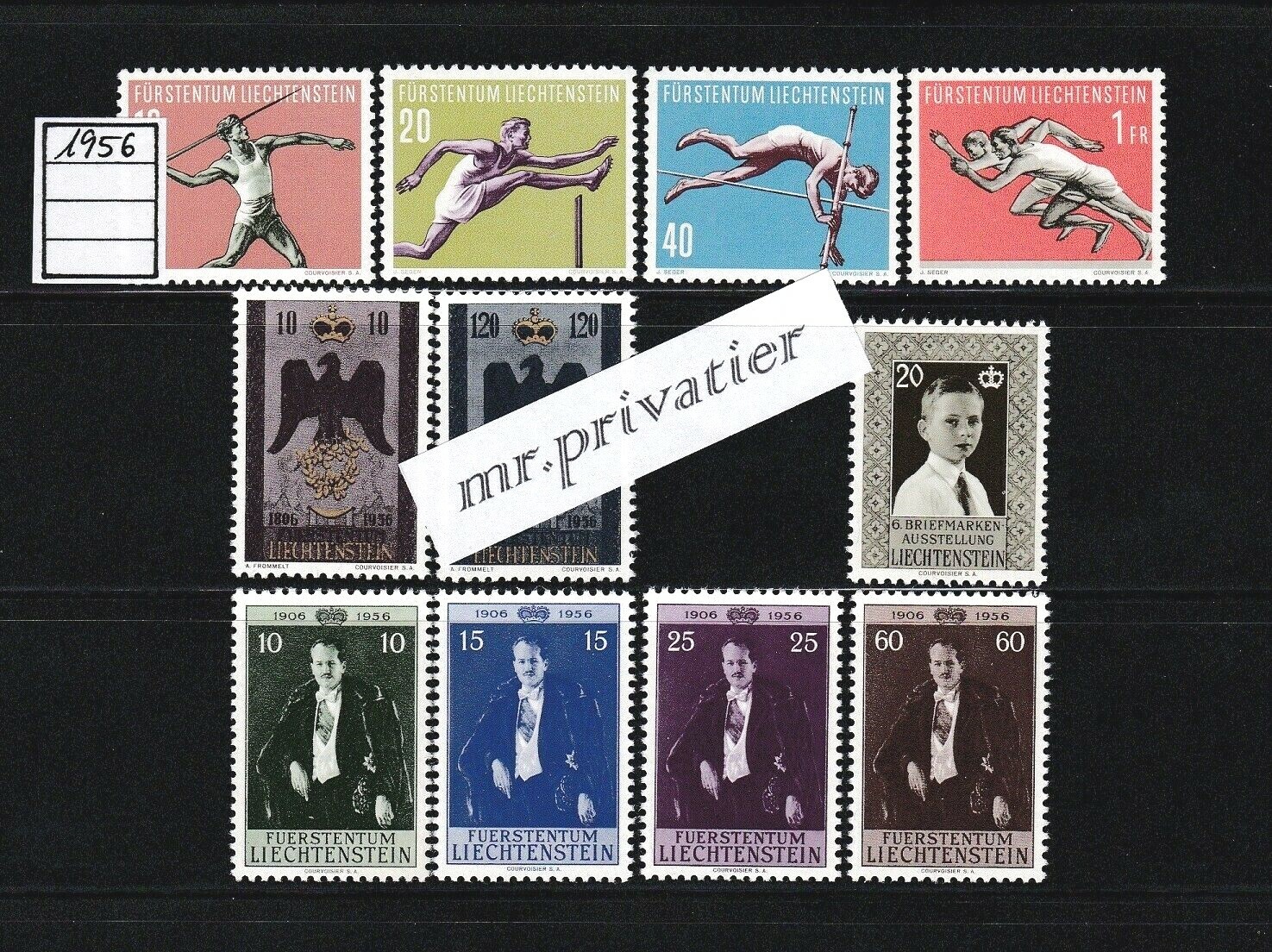 LIECHTENSTEIN 1956 - Complete Year.  MNH.  €88