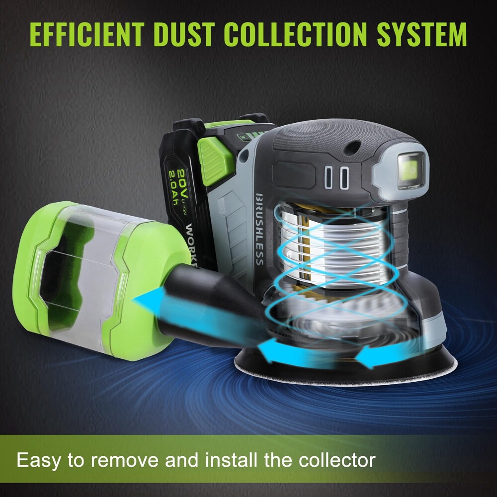 WORKPRO Brushless Random Orbital Sander Cordless 6 Variable Speeds NEW