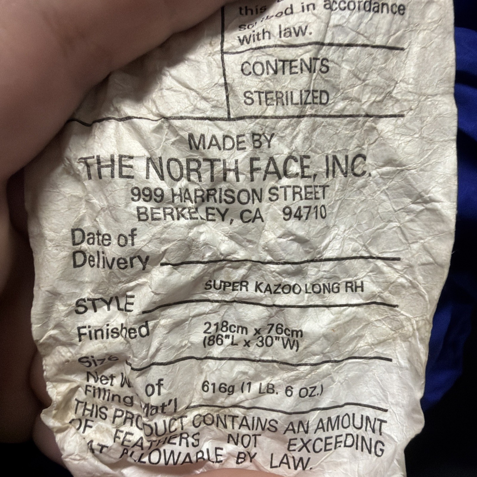 The North Face - sleeping bag - super kazoo long RH