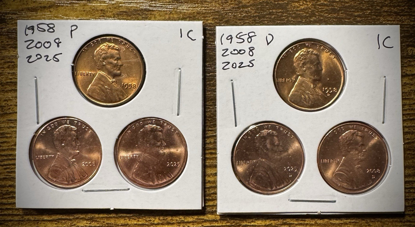 1958 2008 2025 P D Lincoln Cent Penny Lot Of 6 BU 🔥LAST YEARS OF EACH SERIES🔥