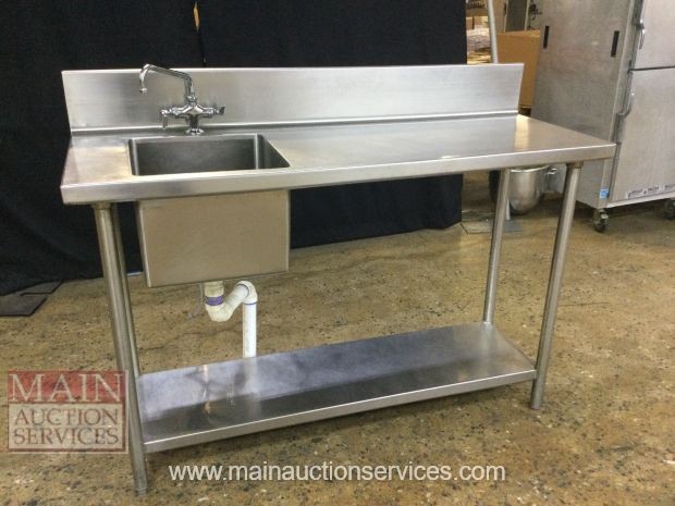 60”x 21” All Stainless Steel Work Prep Table  With Left Sink