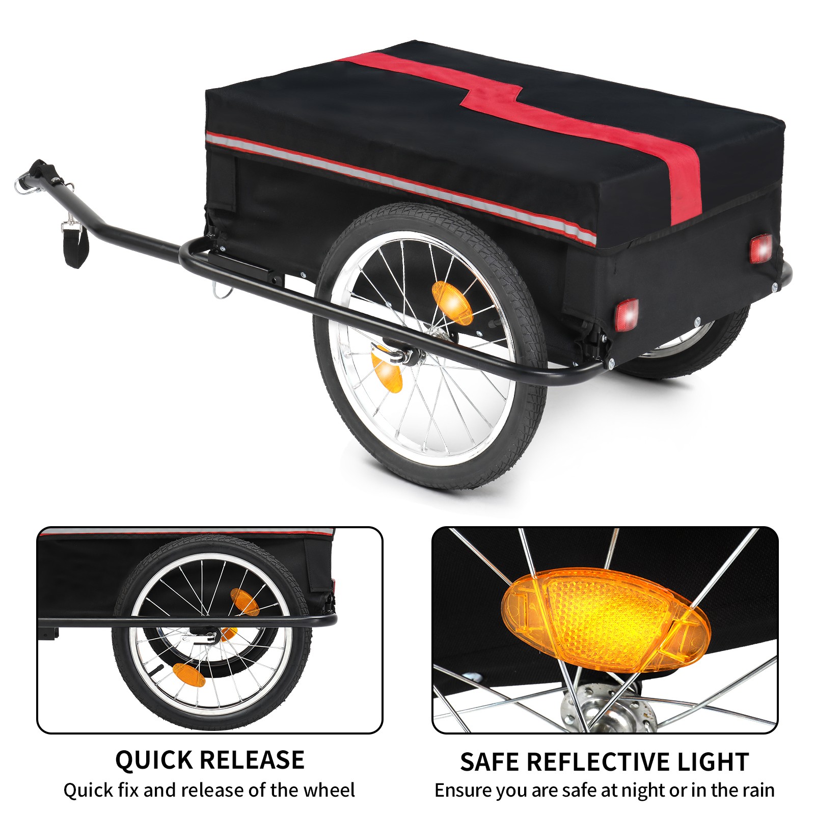 Bike Cargo Trailer Foldable Bicycle Cart Wagon Trailer with Waterproof Cover