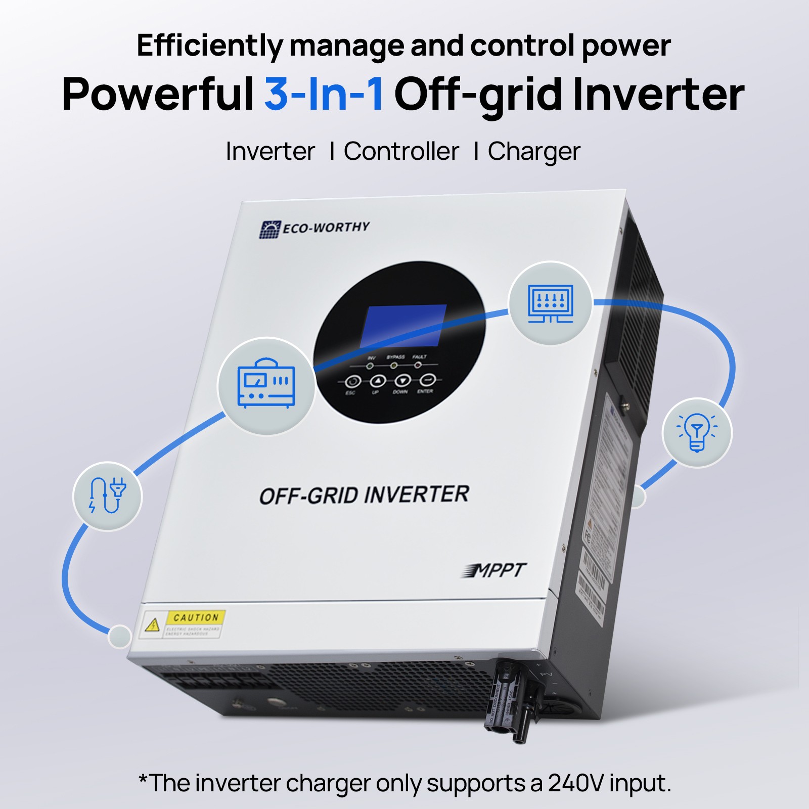 ECO-WORTHY 2560Wh 48V 50Ah Lithium Battery+5kw Solar Inverter For Home Off-grid