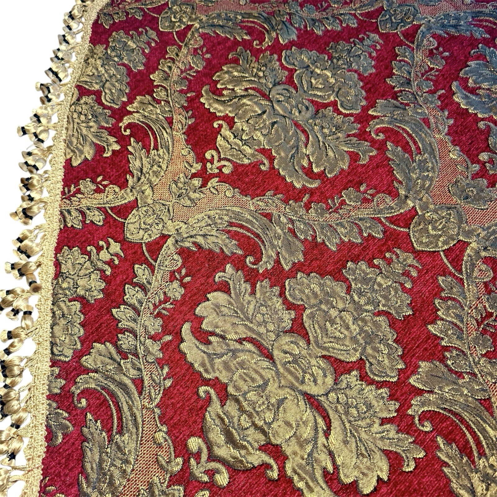 CROSCILL Imperial Empress CURTAIN Valance Brocade Red Gold Tassels Tapestry EUC
