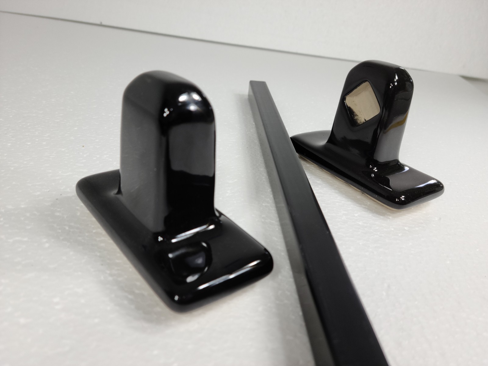 Black Ceramic Towel Bar Rod Rack Post Holder Brackets Tile In Mid Century Modern