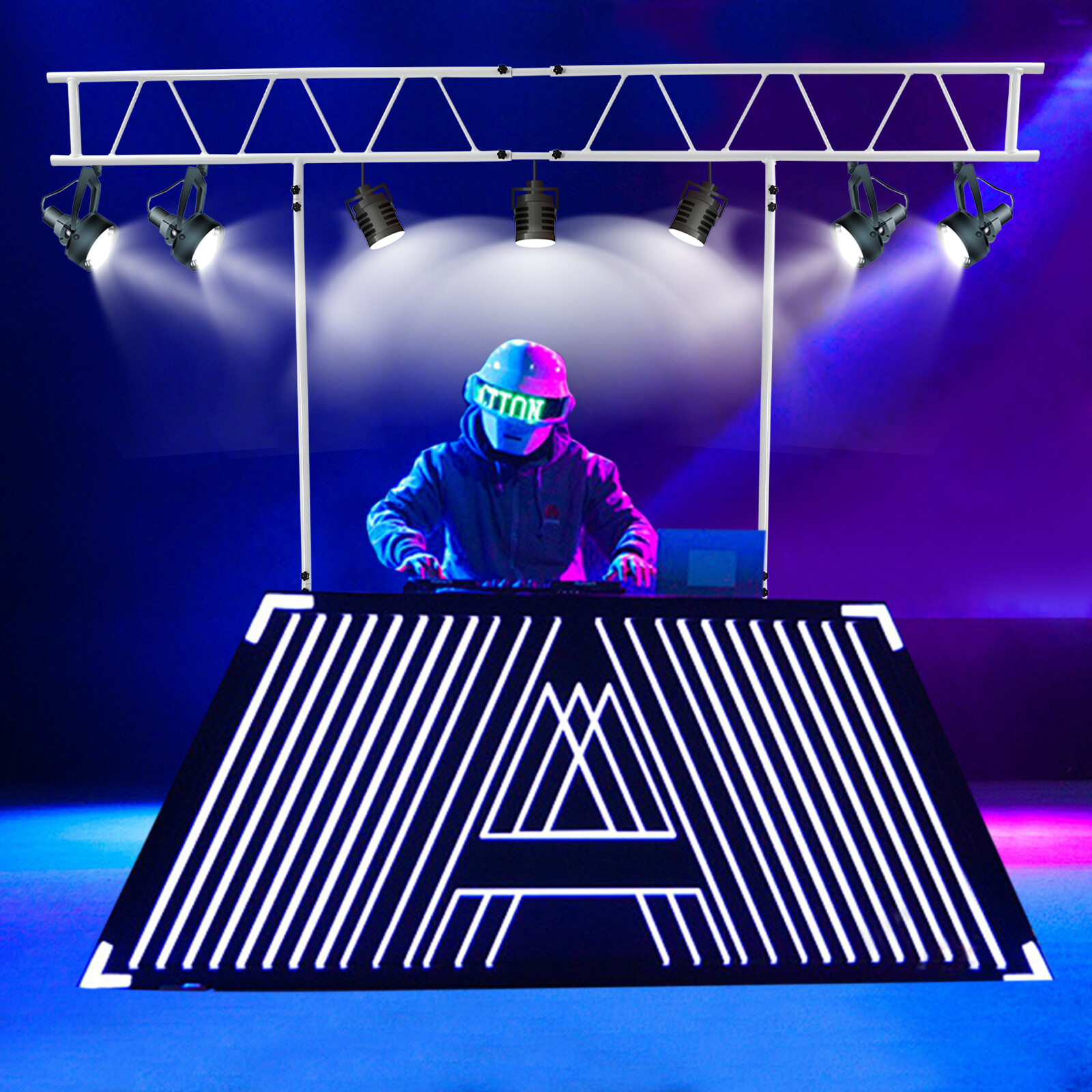 Light Truss Stand System, Trussing DJ Booth Kit 7x8ft Stage DJ Light Stand T-Bar