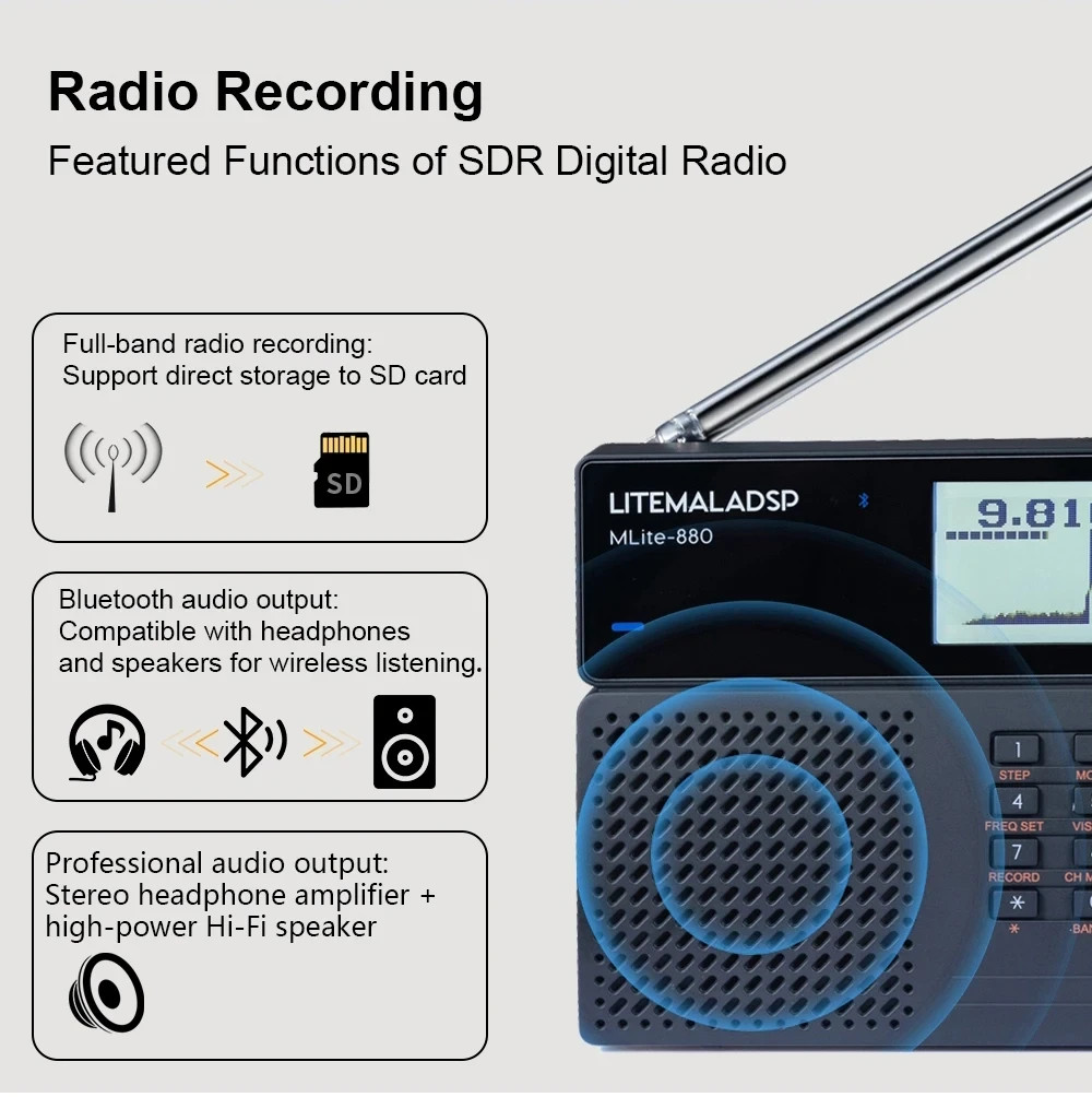 2026 Latest MLite-880 Malahit SDR Receiver Digital DSP Radio SSB/AM/FM RDS