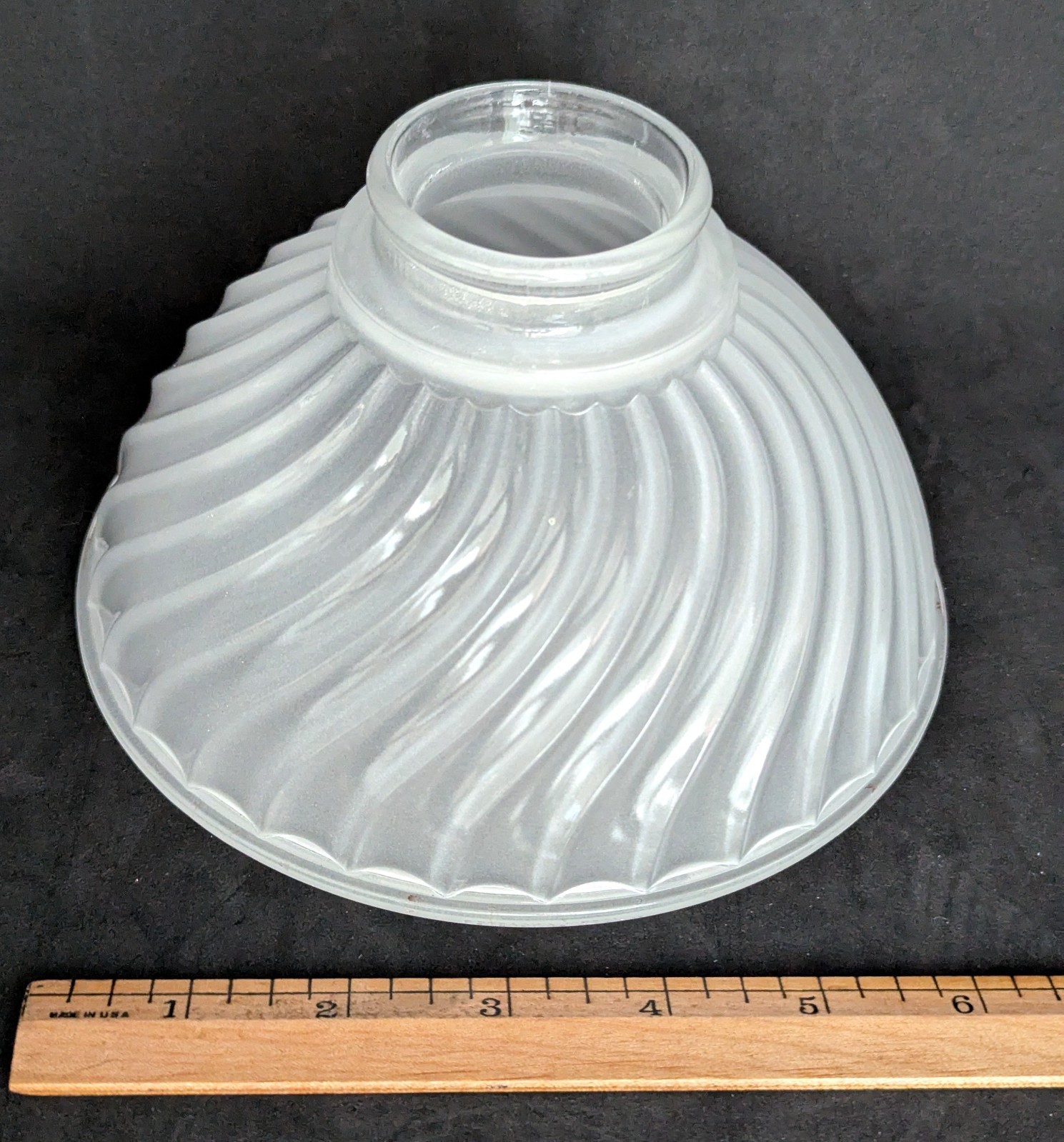 NOS! Frosted Swirl 6-1/2” dia. Low Bowl Glass Light Shade 2-1/4” Fitter VG Cond.