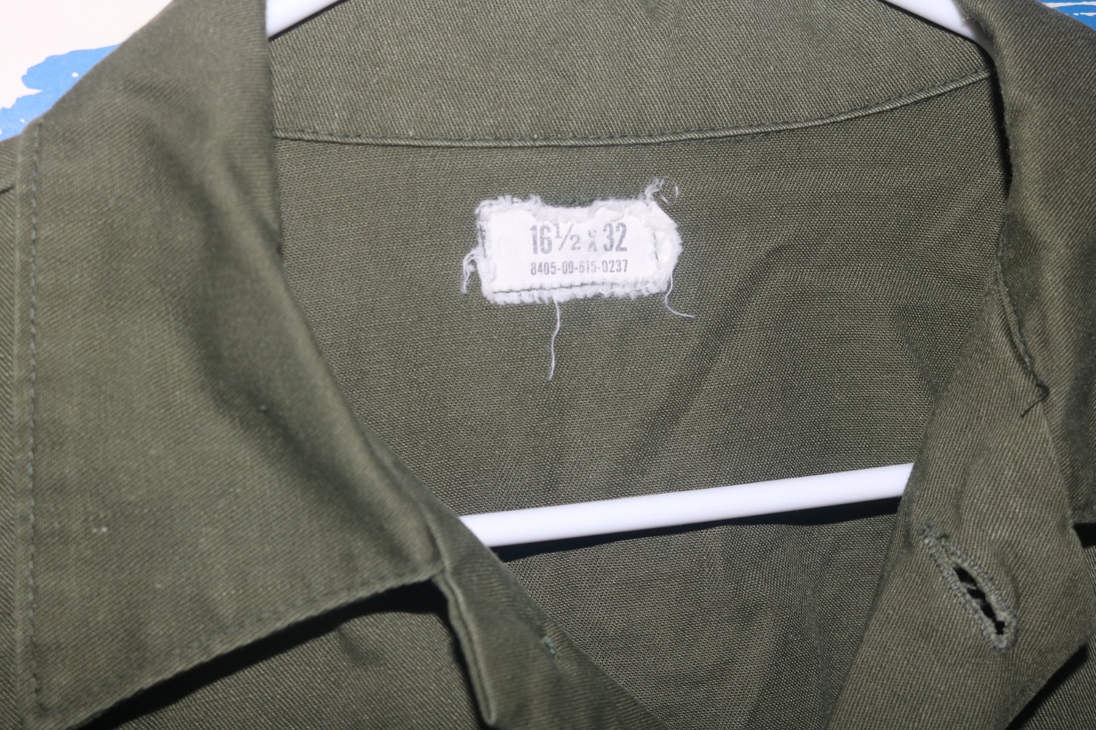VG++ to Exc cond USGI OG-507 fatigue shirt post Vietnam sz 16.5 x 32 BIG SIZE!