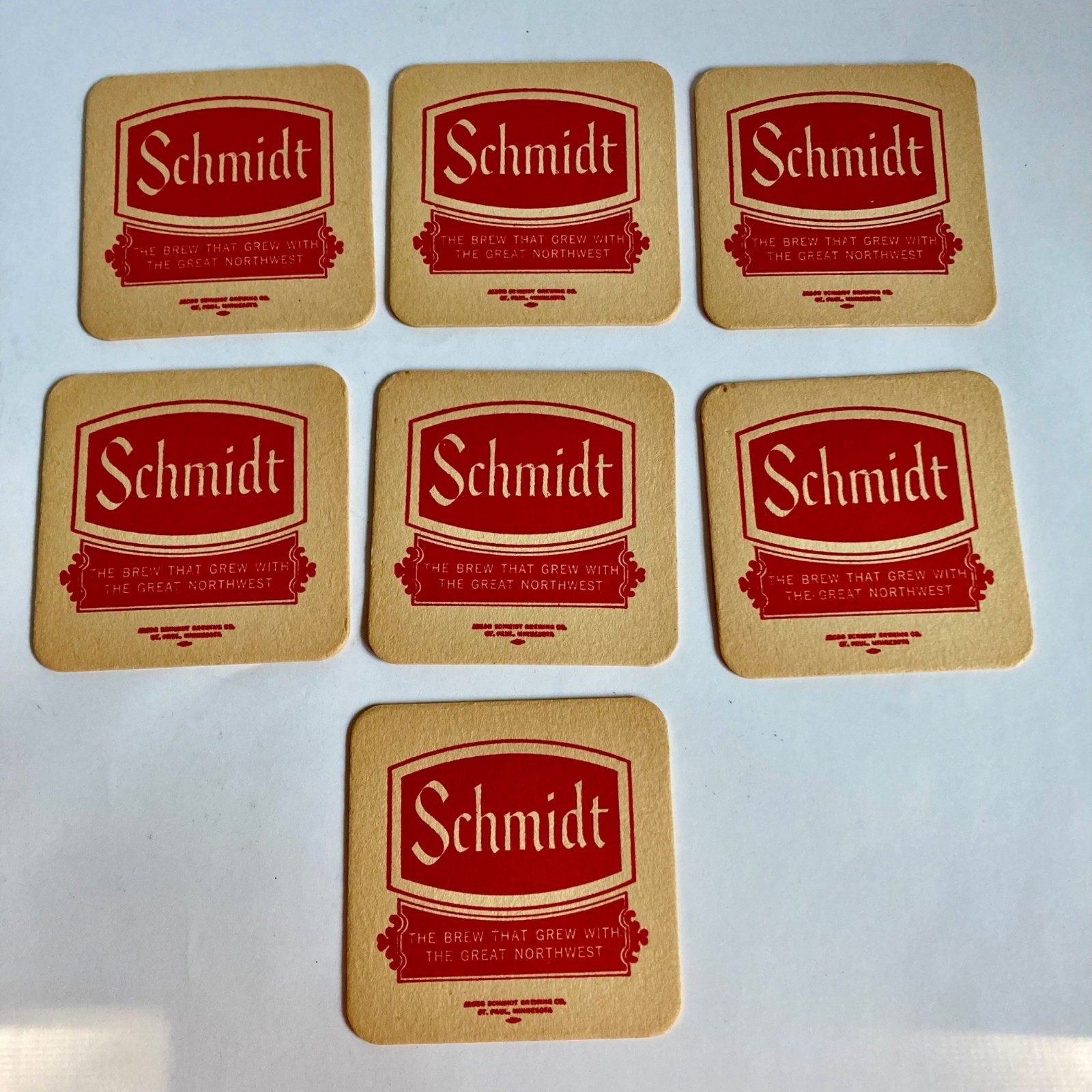 Lot 7 Vintage Schmidt Brewing Beer Coasters Cardboard St Paul, MN