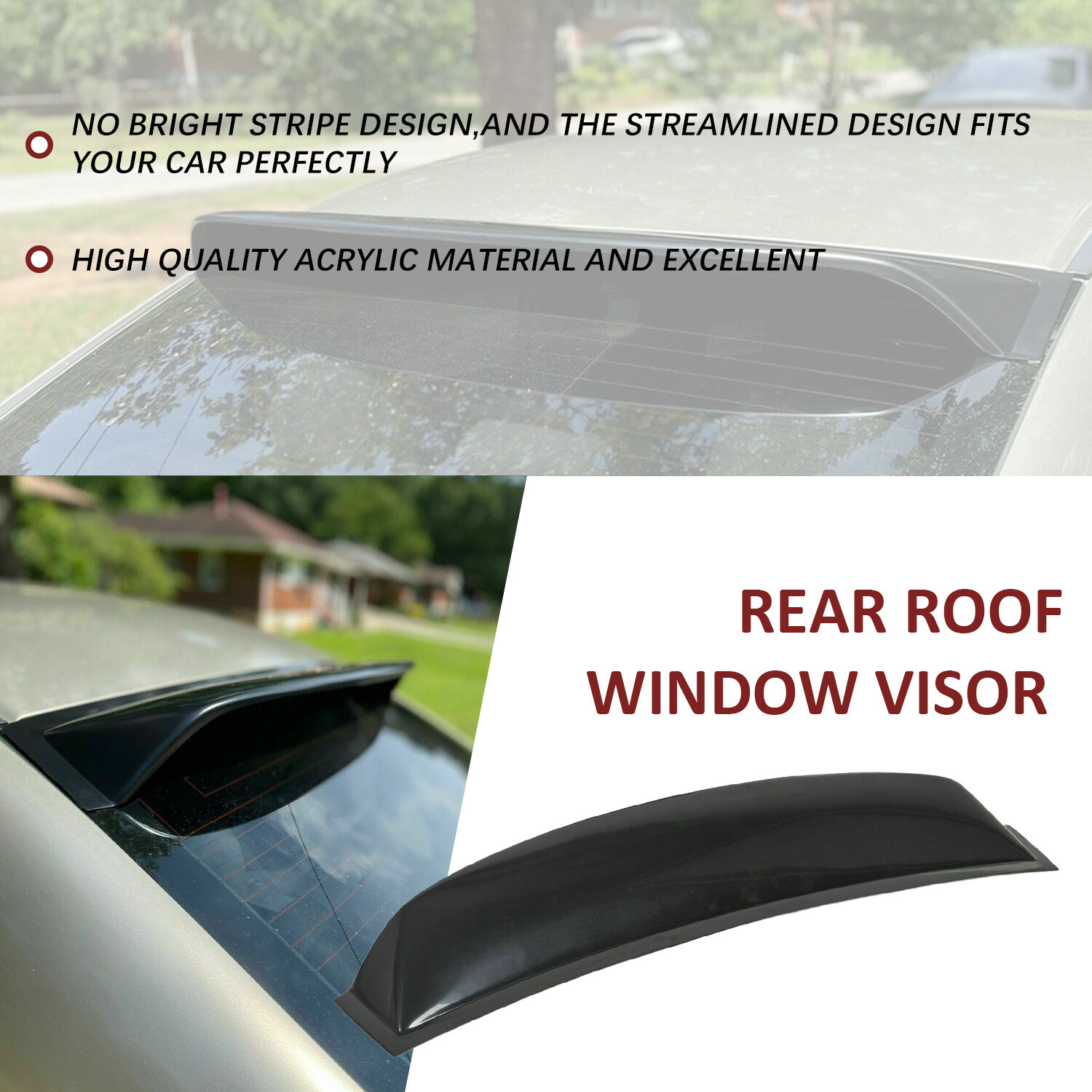 For 2006-2015 Honda Civic 4DR Sedan ABS Rear Window Roof Vent Visor Spoiler Wing